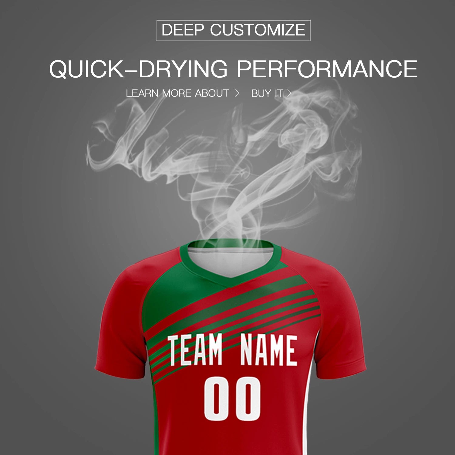 Custom Red Kelly Green-White Gradient Sport Soccer Sets Jersey