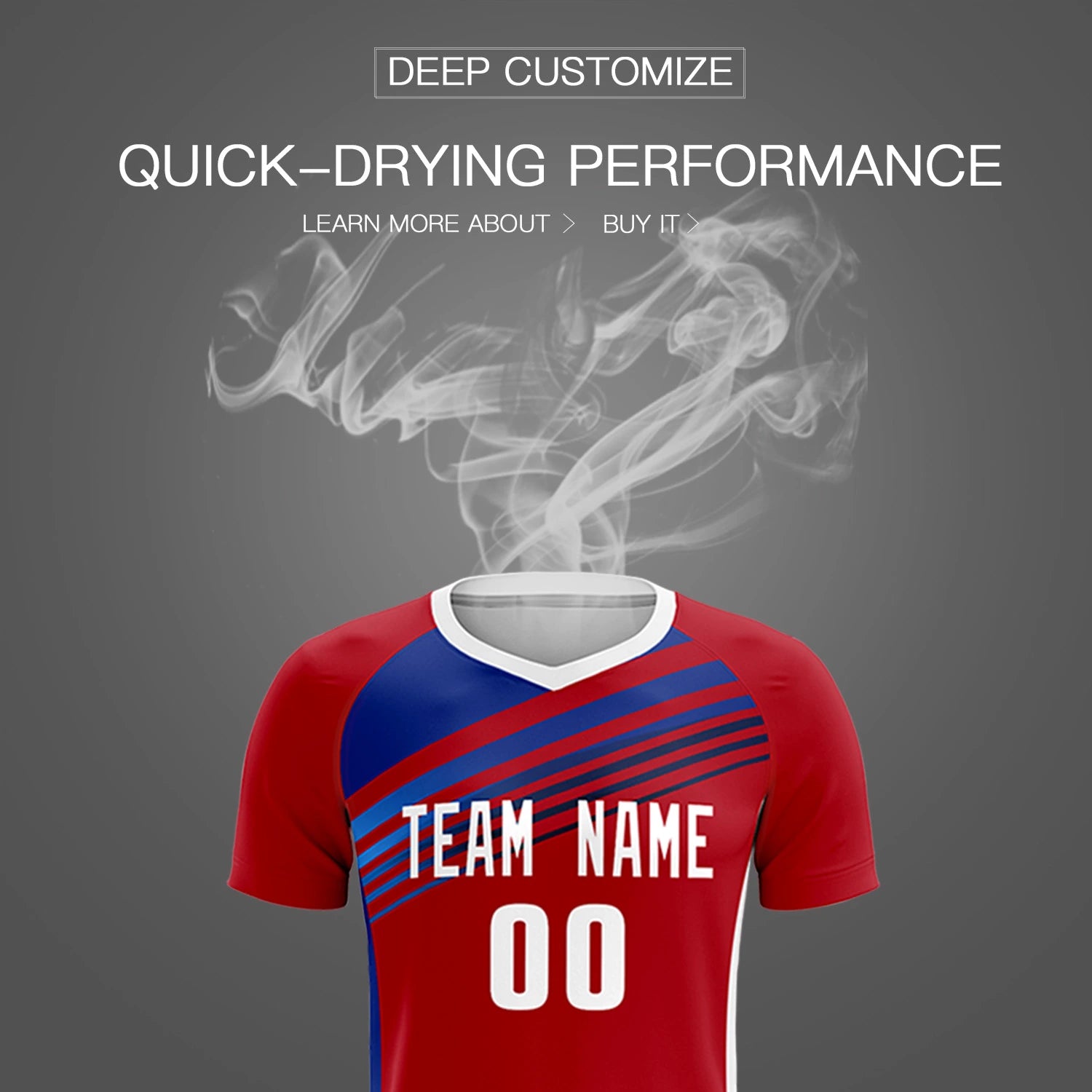 Custom Red Royal Blue-White Gradient Sport Soccer Sets Jersey