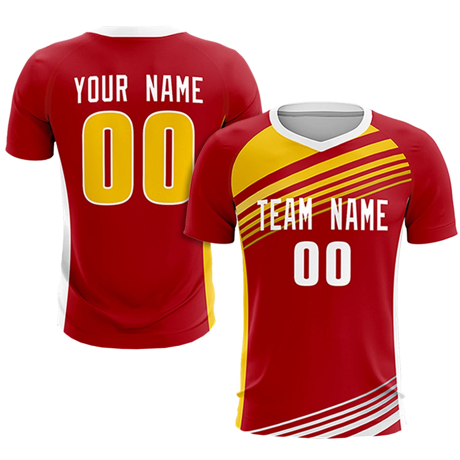 Custom Red Yellow-White Gradient Sport Soccer Sets Jersey