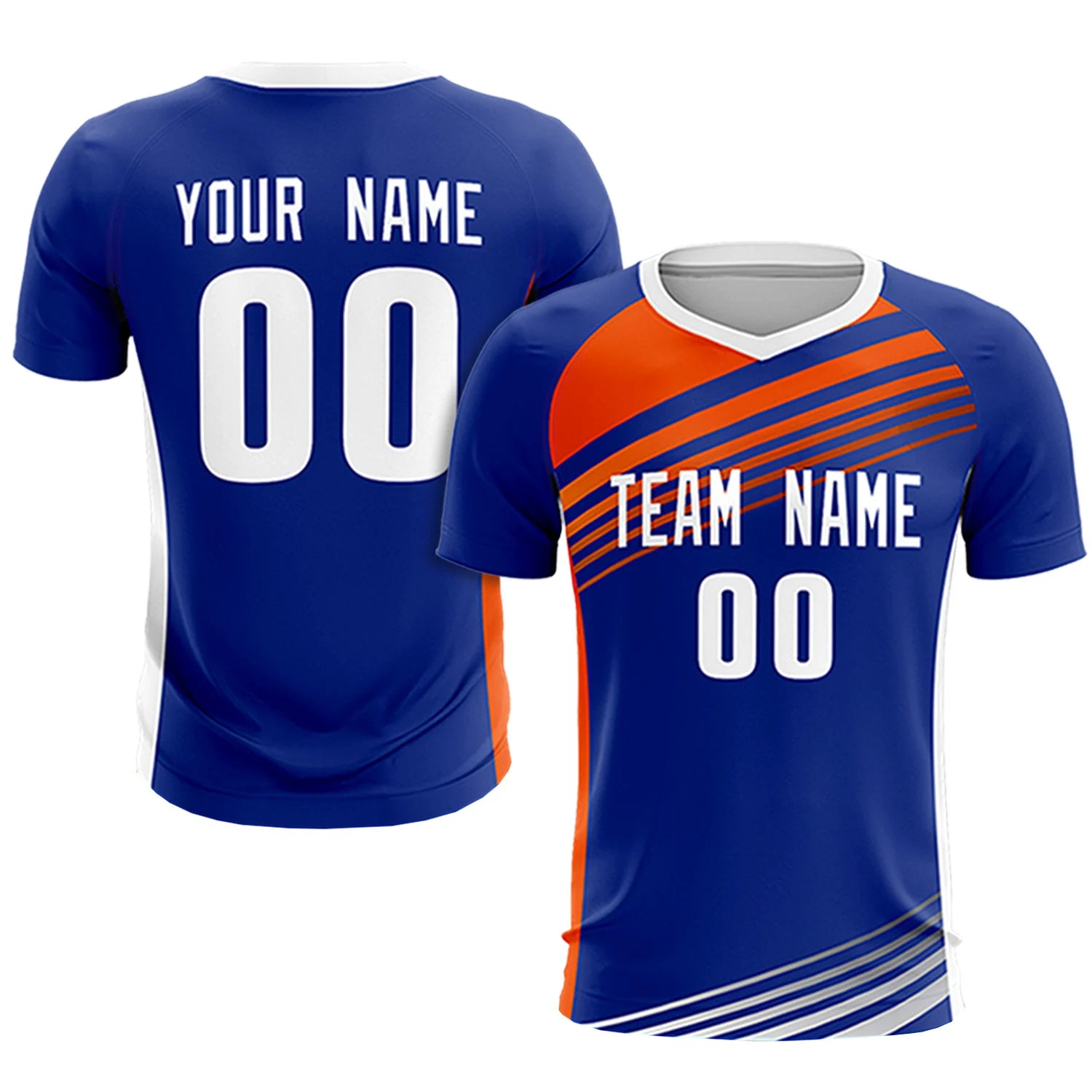 Custom Royal Blue Orange-White Gradient Sport Soccer Sets Jersey