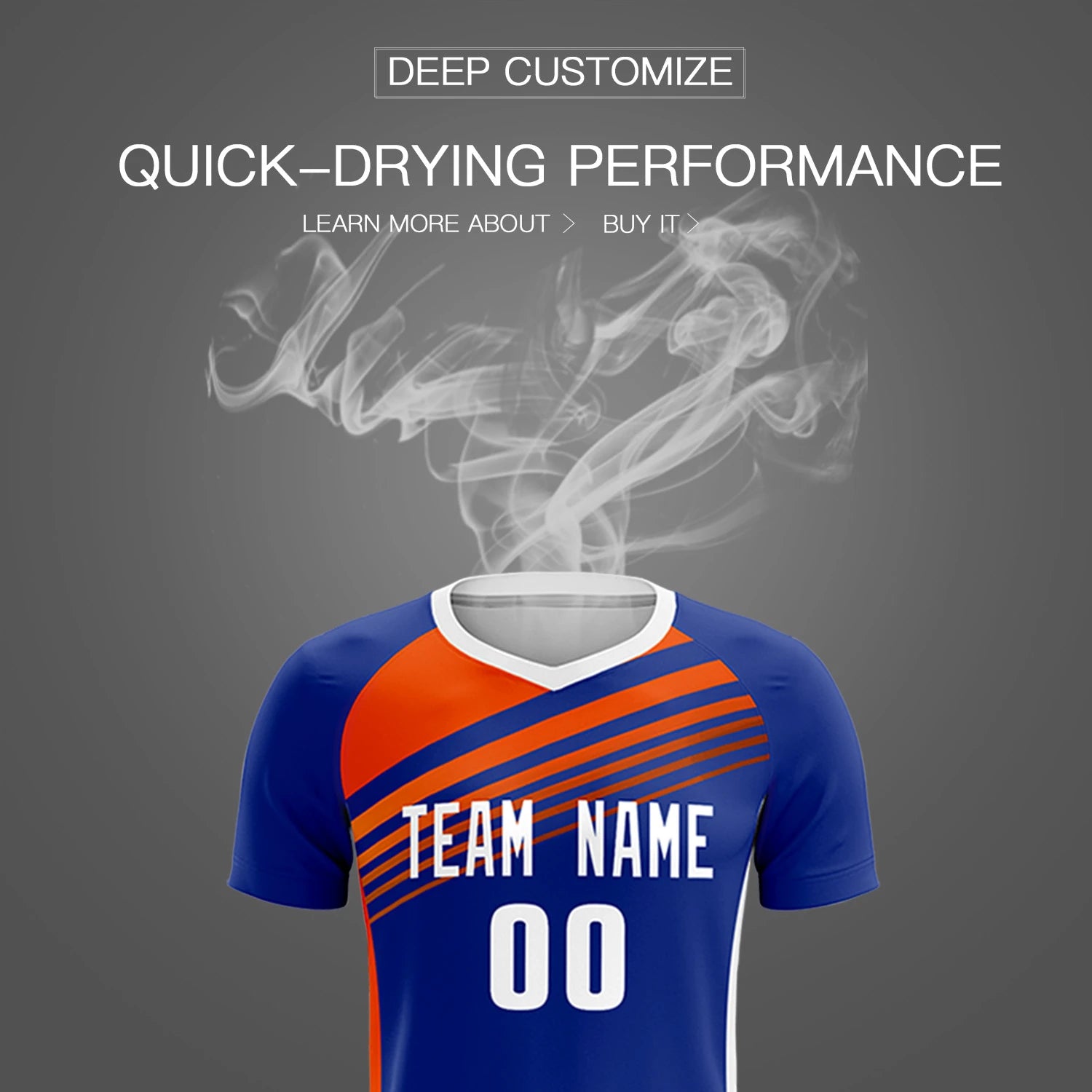 Custom Royal Blue Orange-White Gradient Sport Soccer Sets Jersey