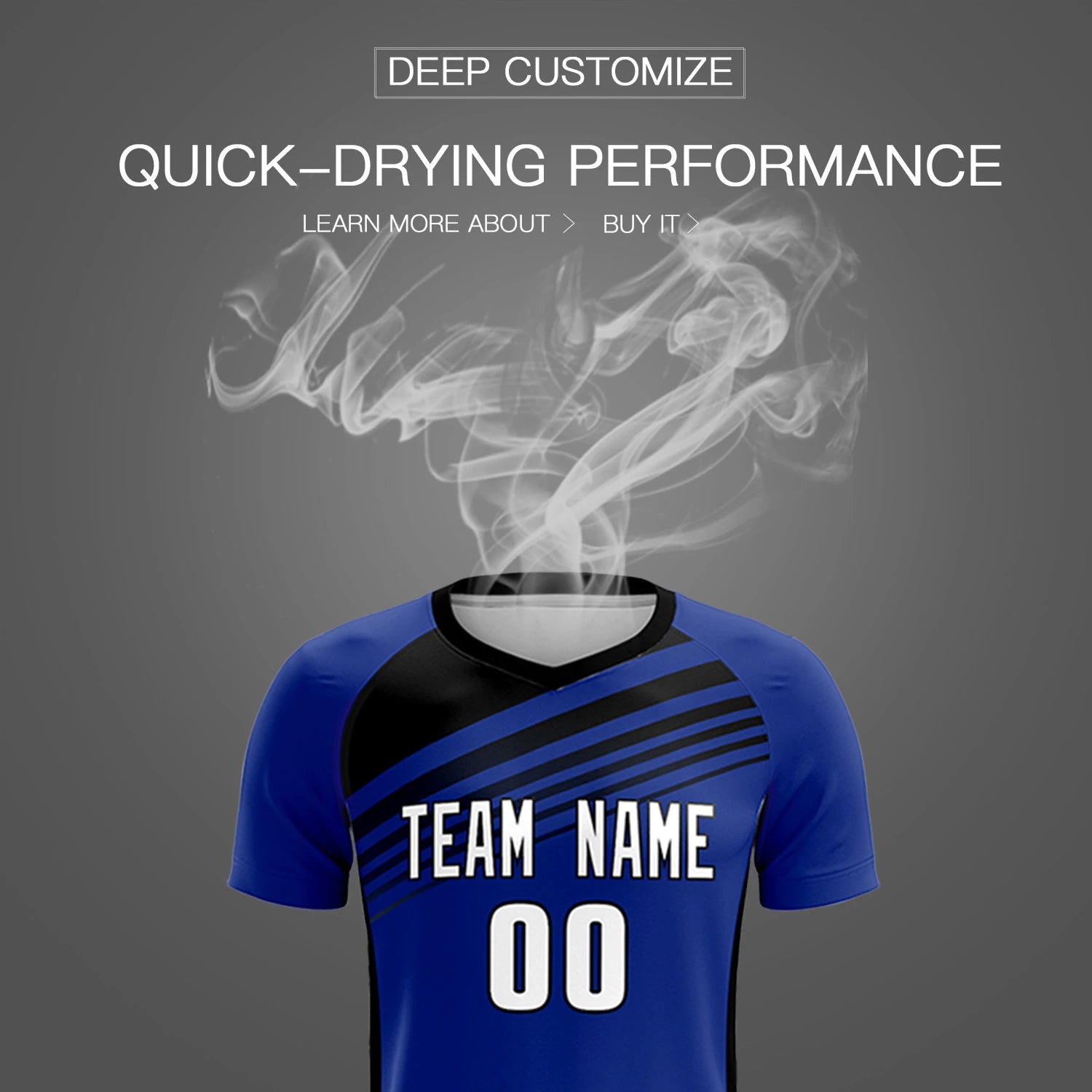 Custom Royal Blue Black-White Gradient Sport Soccer Sets Jersey