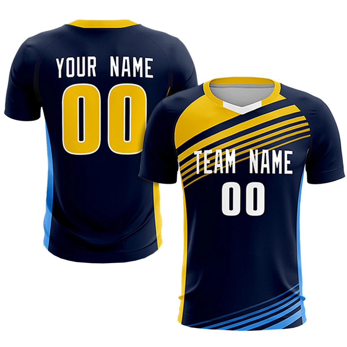Custom Navy Gold-White Gradient Sport Soccer Sets Jersey