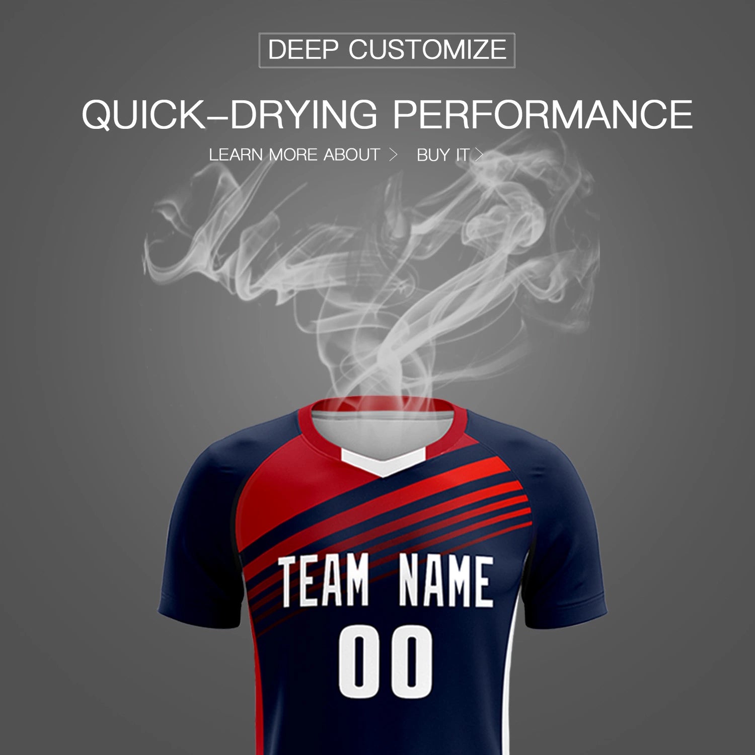 Custom Navy Red-White Gradient Sport Soccer Sets Jersey