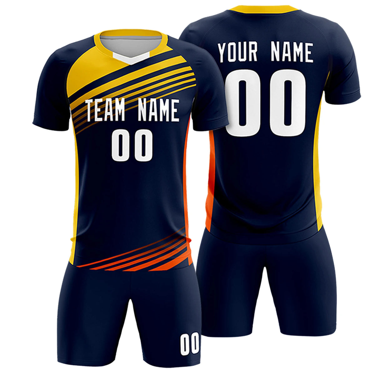 Custom Navy Gold-White Gradient Sport Soccer Sets Jersey