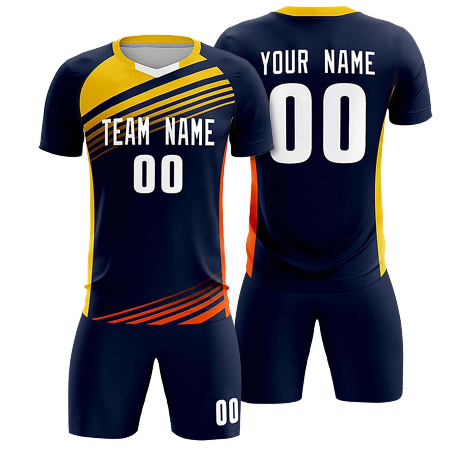 Custom Navy Gold-White Gradient Sport Soccer Sets Jersey