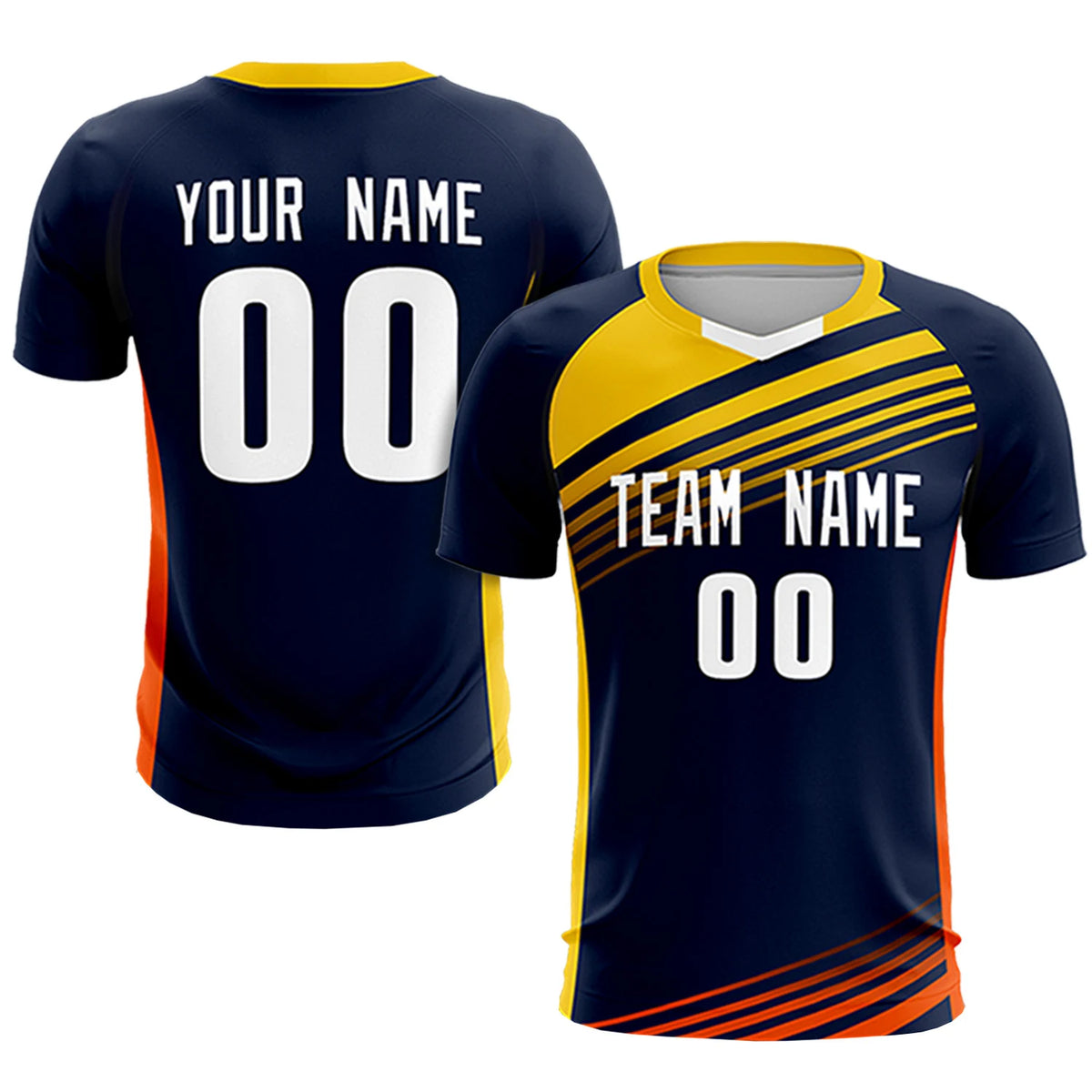 Custom Navy Gold-White Gradient Sport Soccer Sets Jersey