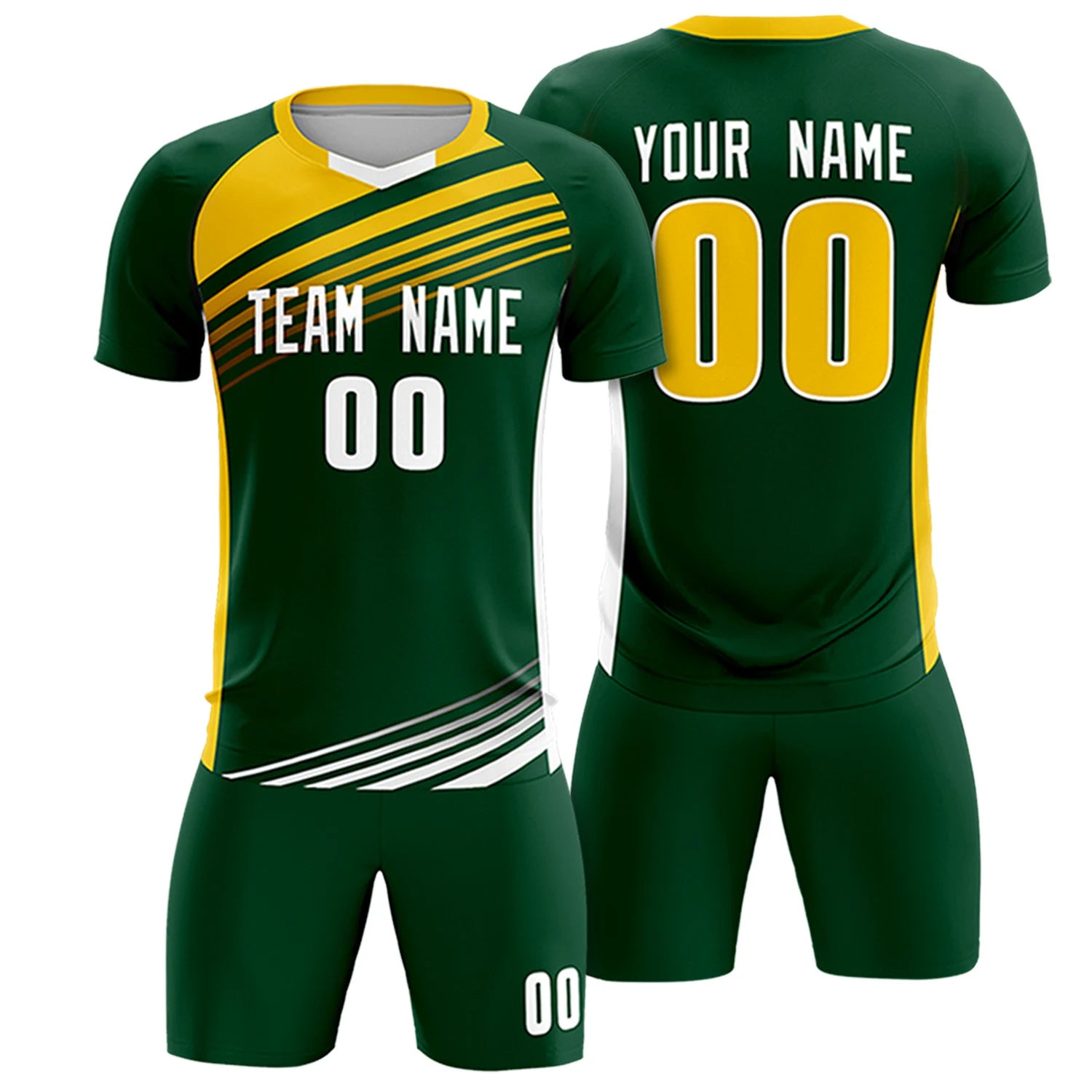Custom Green Gold-White Gradient Sport Soccer Sets Jersey
