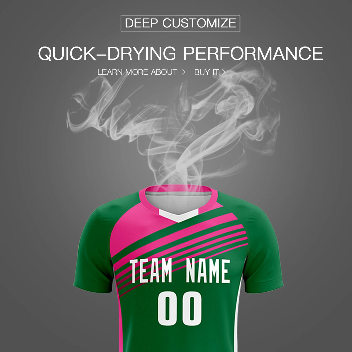 Custom Kelly Green Pink-White Gradient Sport Soccer Sets Jersey