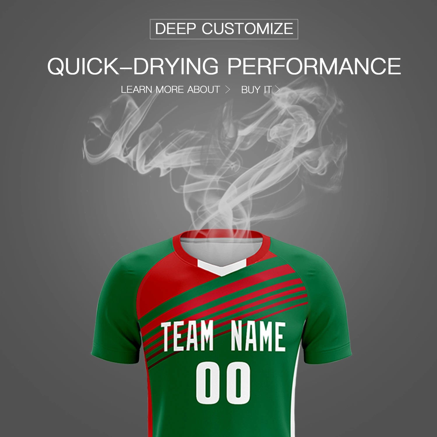 Custom Kelly Green Red-White Gradient Sport Soccer Sets Jersey