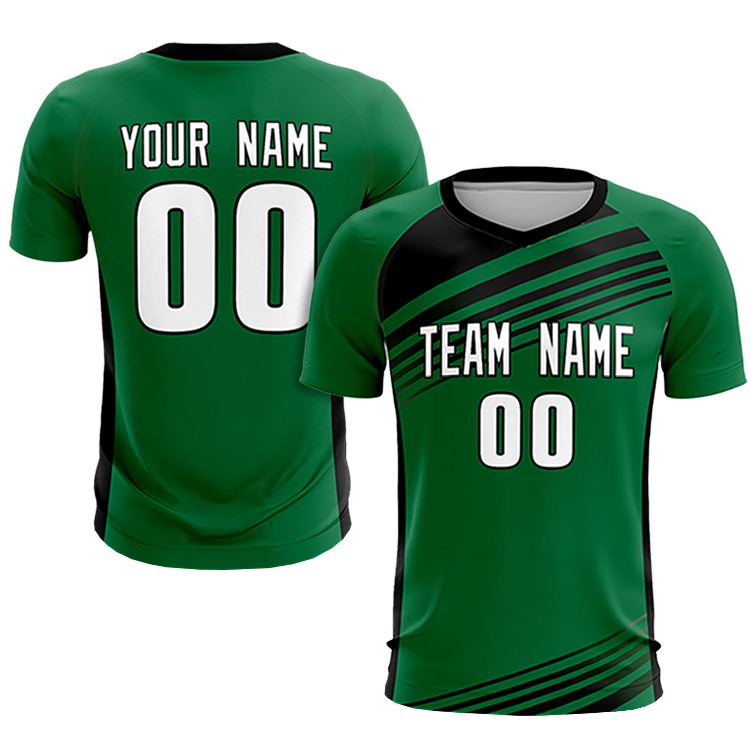 Custom Kelly Green Black-White Gradient Sport Soccer Sets Jersey
