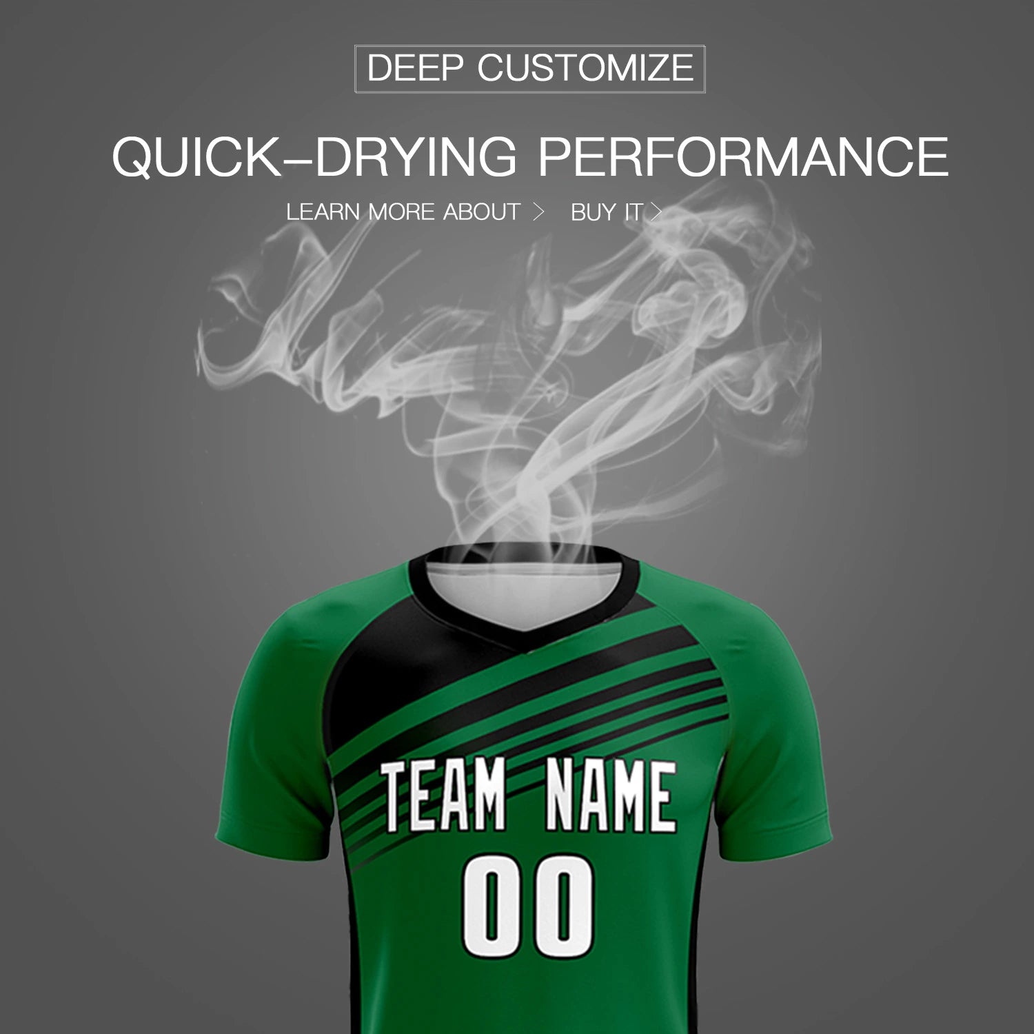 Custom Kelly Green Black-White Gradient Sport Soccer Sets Jersey