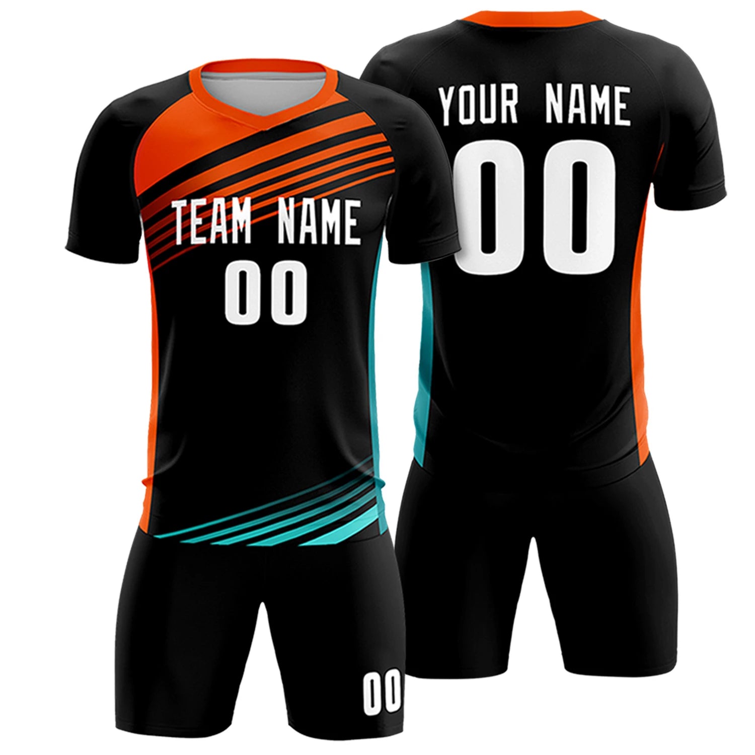 Custom Black Orange-White Gradient Sport Soccer Sets Jersey