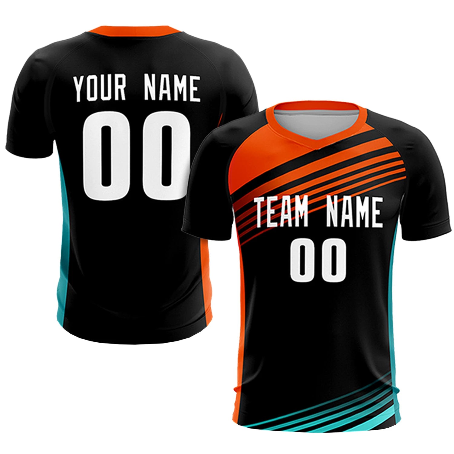 Custom Black Orange-White Gradient Sport Soccer Sets Jersey