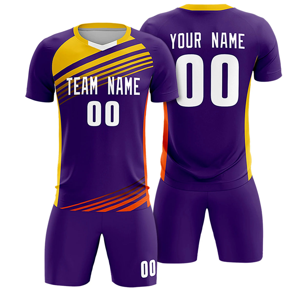 Custom Purple Gold-White Gradient Sport Soccer Sets Jersey
