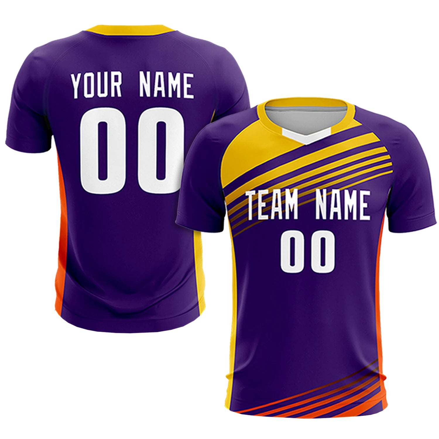Custom Purple Gold-White Gradient Sport Soccer Sets Jersey