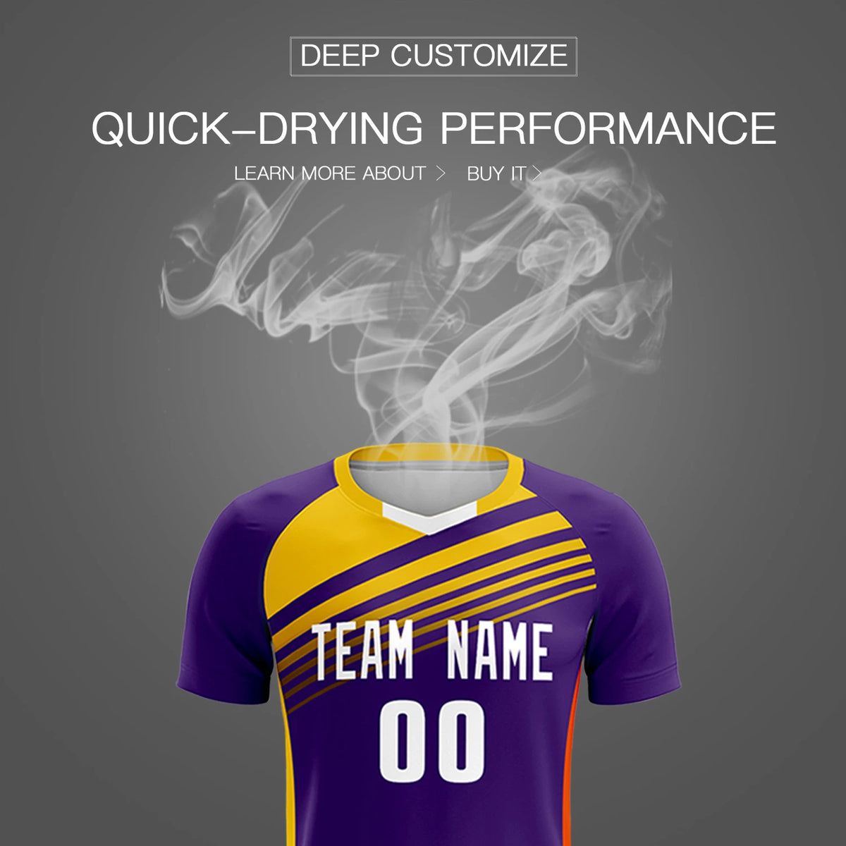 Custom Purple Gold-White Gradient Sport Soccer Sets Jersey