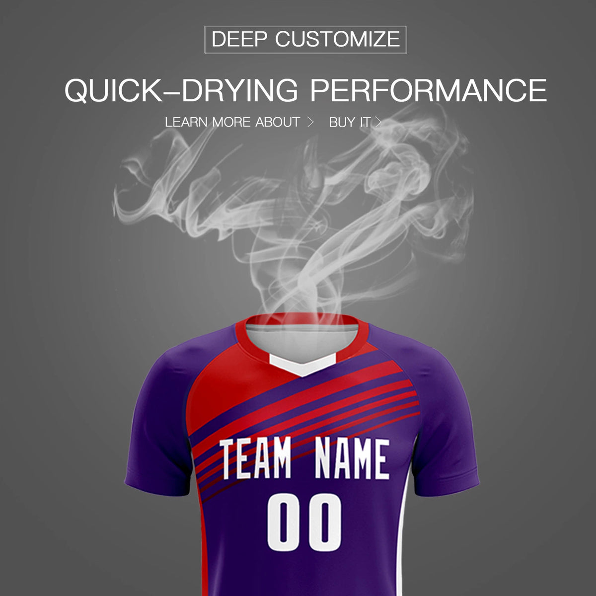 Custom Purple Red-White Gradient Sport Soccer Sets Jersey