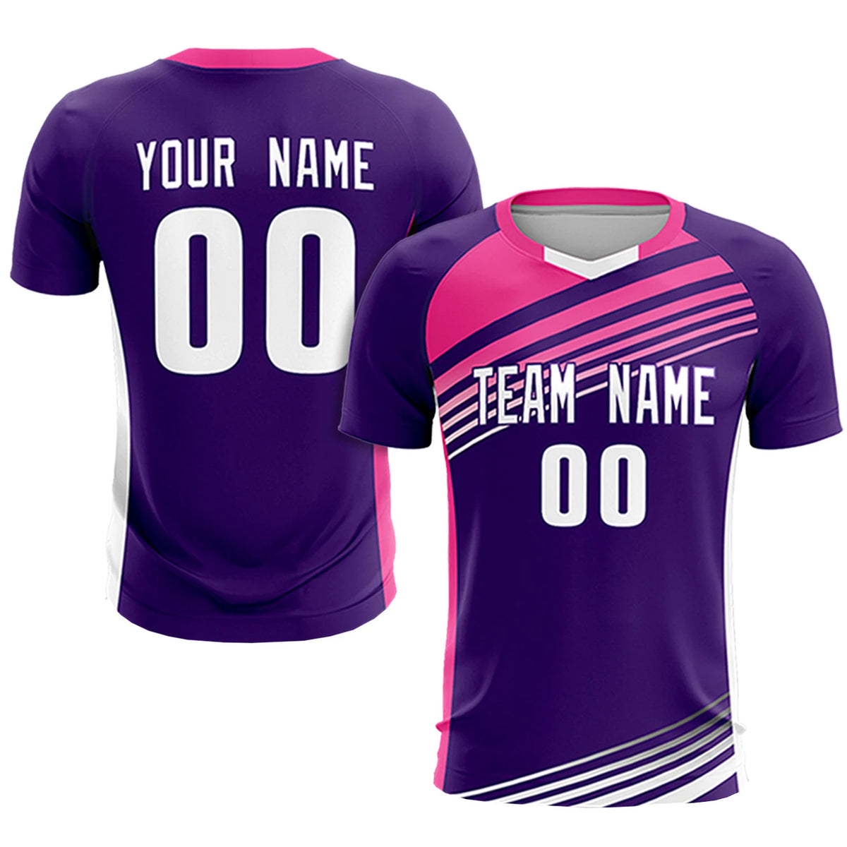 Custom Purple Pink-White Gradient Sport Soccer Sets Jersey