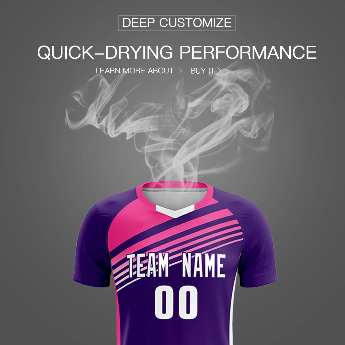 Custom Purple Pink-White Gradient Sport Soccer Sets Jersey