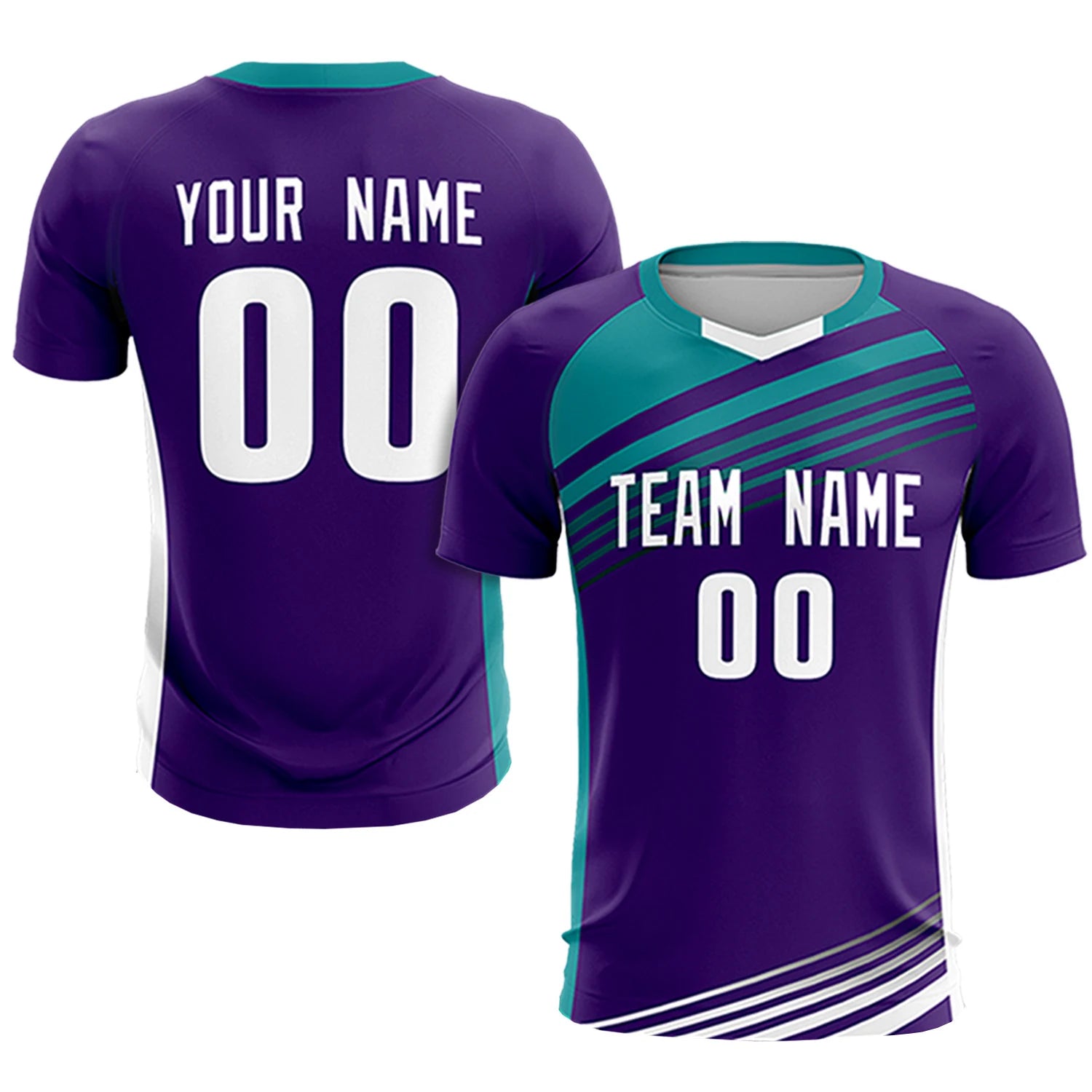 Custom Purple Aqua-White Gradient Sport Soccer Sets Jersey