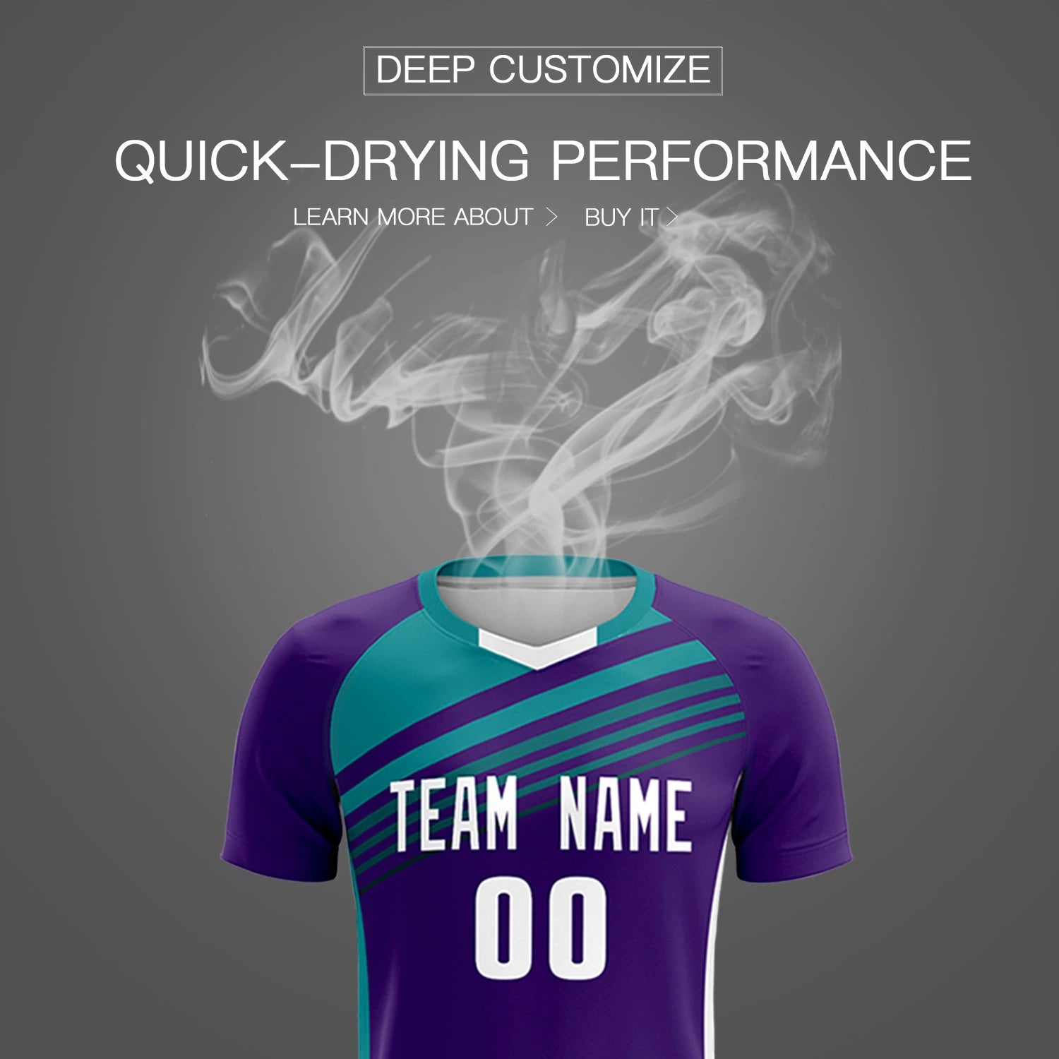Custom Purple Aqua-White Gradient Sport Soccer Sets Jersey
