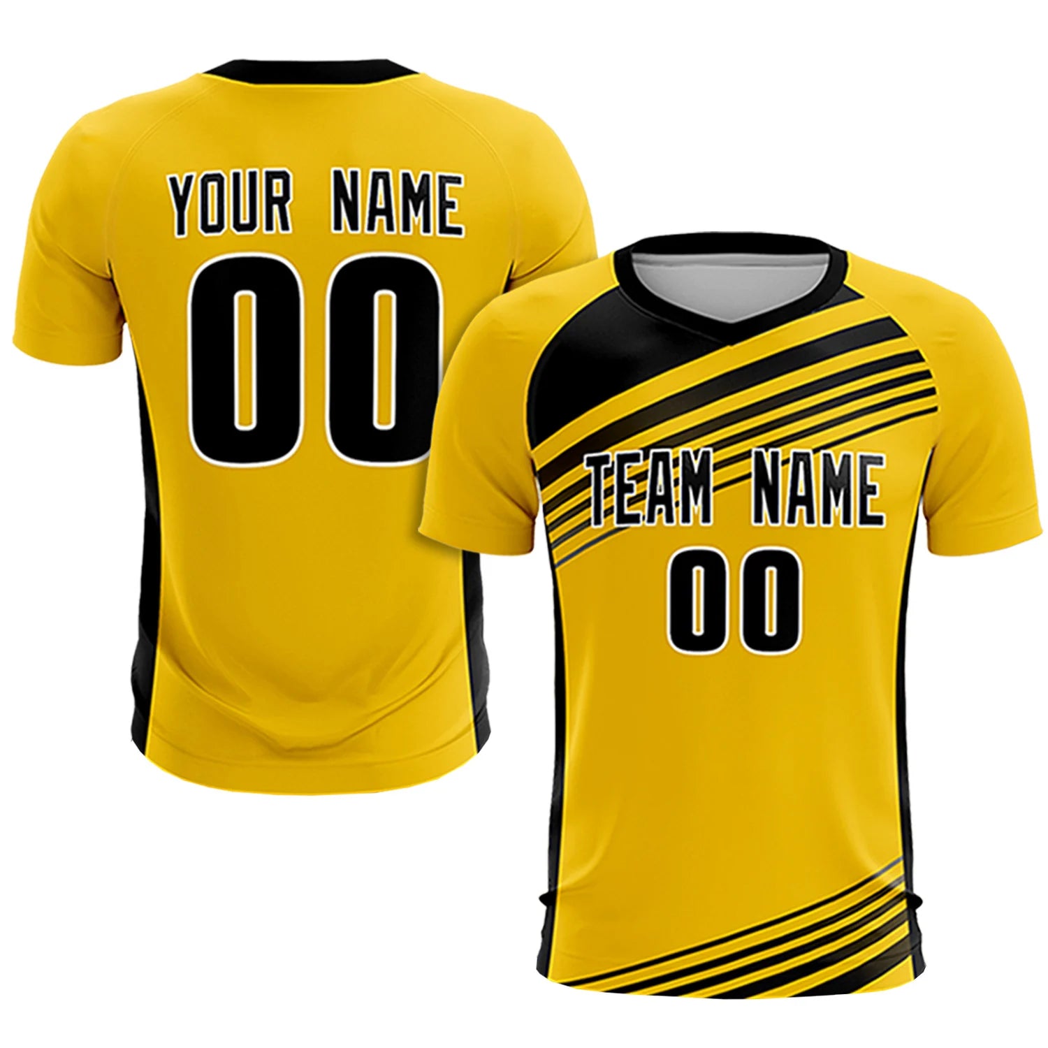 Custom Yellow Black Gradient Sport Soccer Sets Jersey