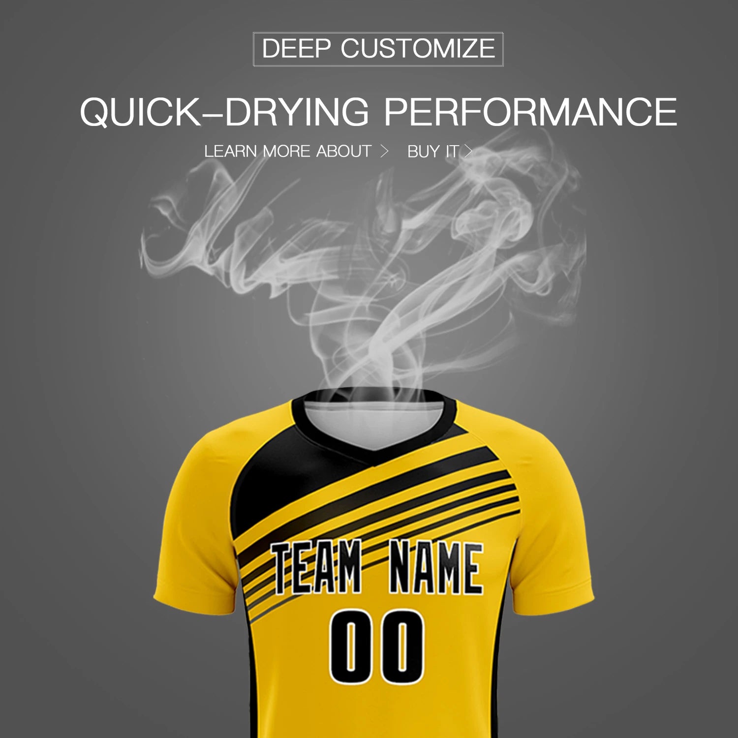 Custom Yellow Black Gradient Sport Soccer Sets Jersey