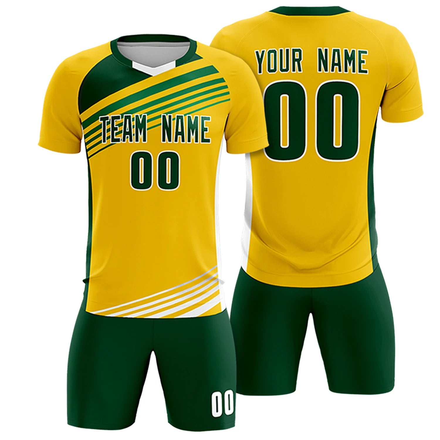 Custom Yellow Green Gradient Sport Soccer Sets Jersey