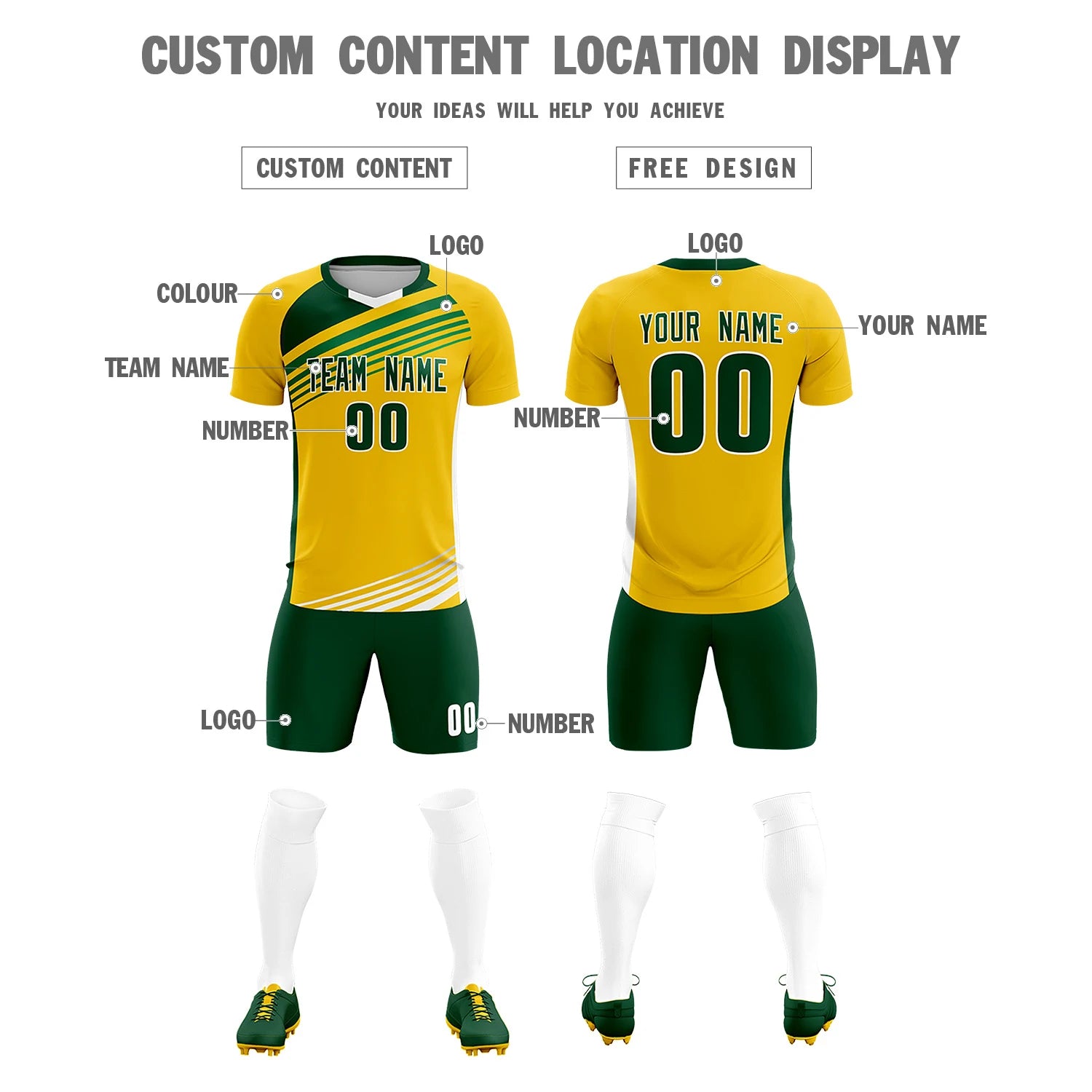 Custom Yellow Green Gradient Sport Soccer Sets Jersey