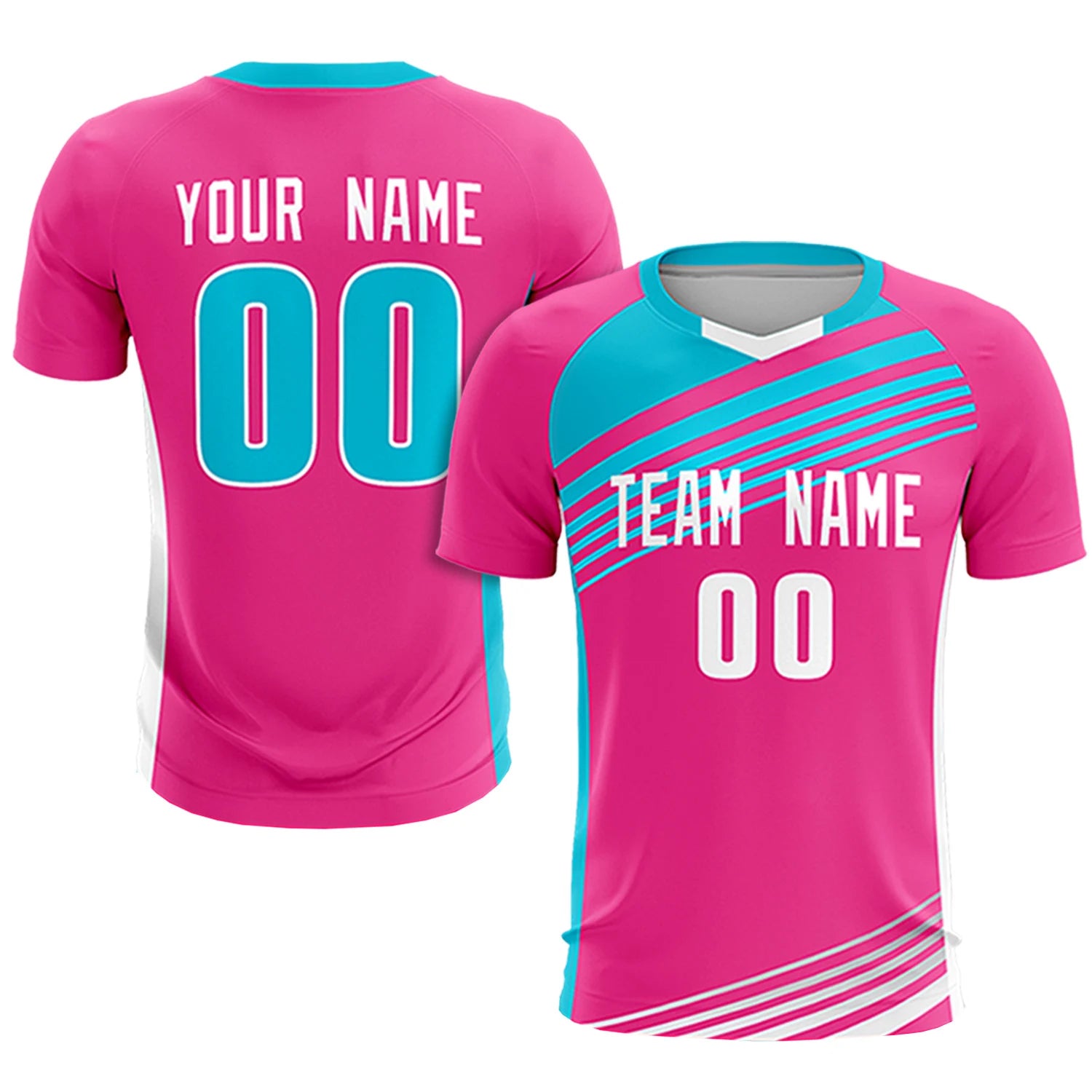 Custom Pink Sky Blue Gradient Sport Soccer Sets Jersey