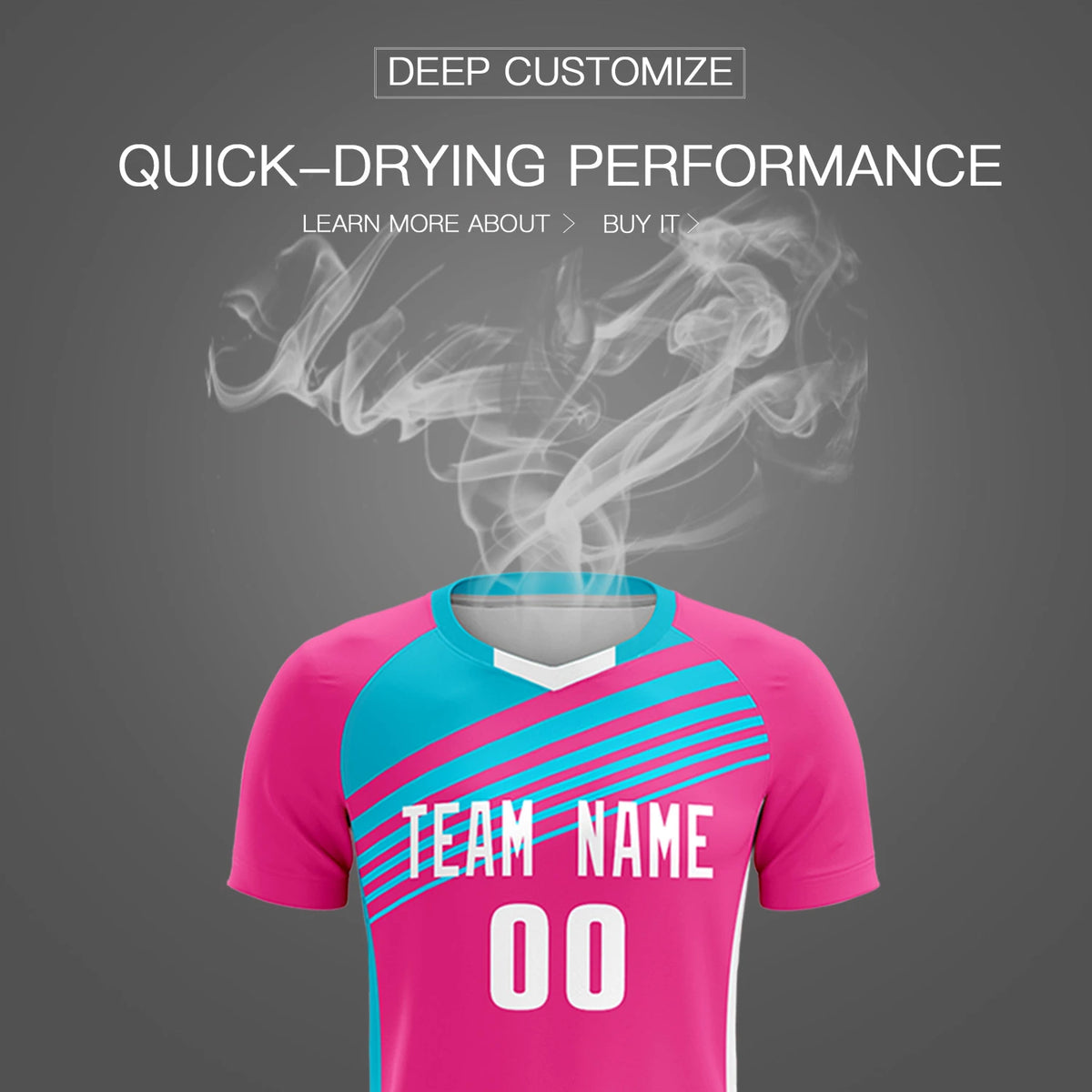 Custom Pink Sky Blue Gradient Sport Soccer Sets Jersey