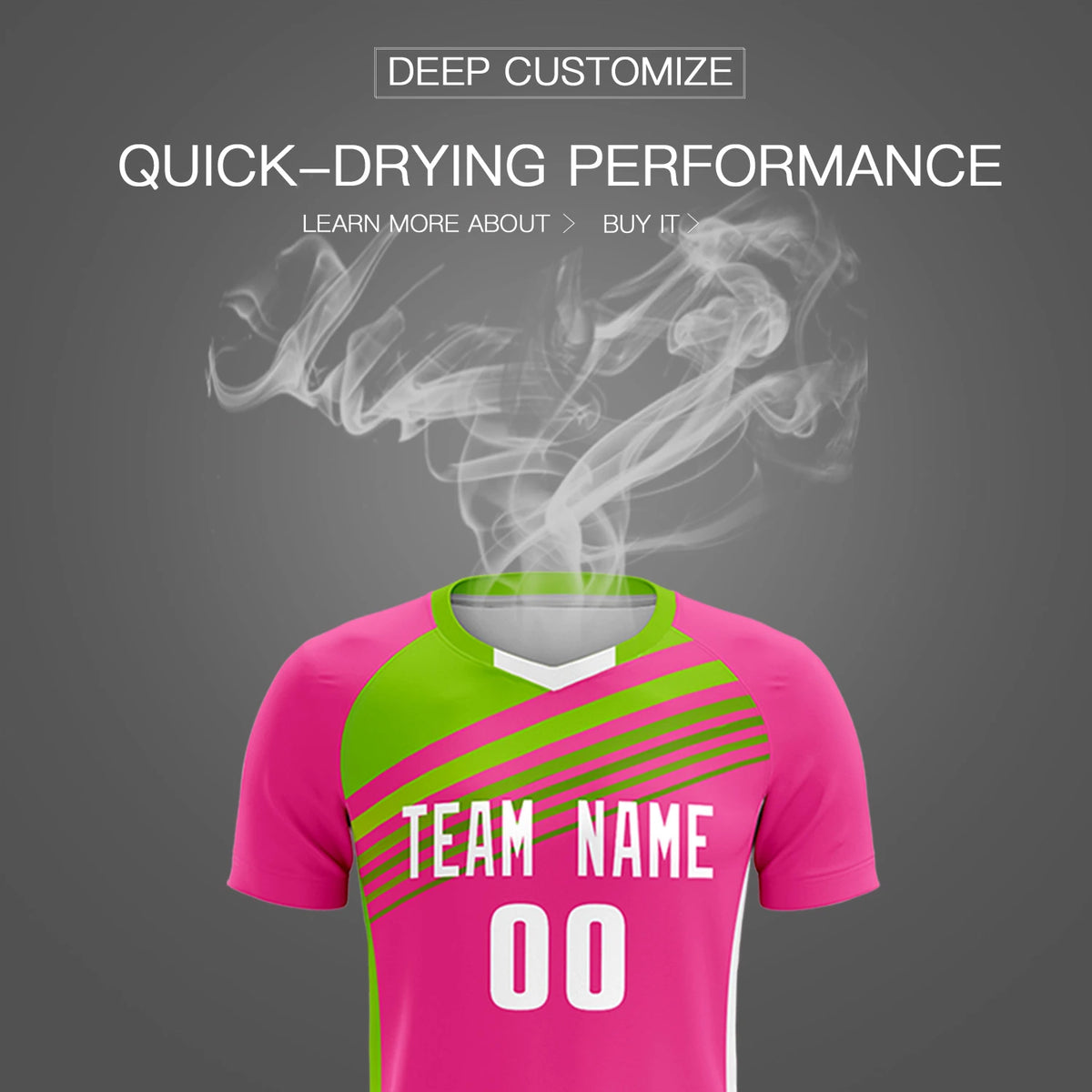 Custom Pink Neon Green Gradient Sport Soccer Sets Jersey