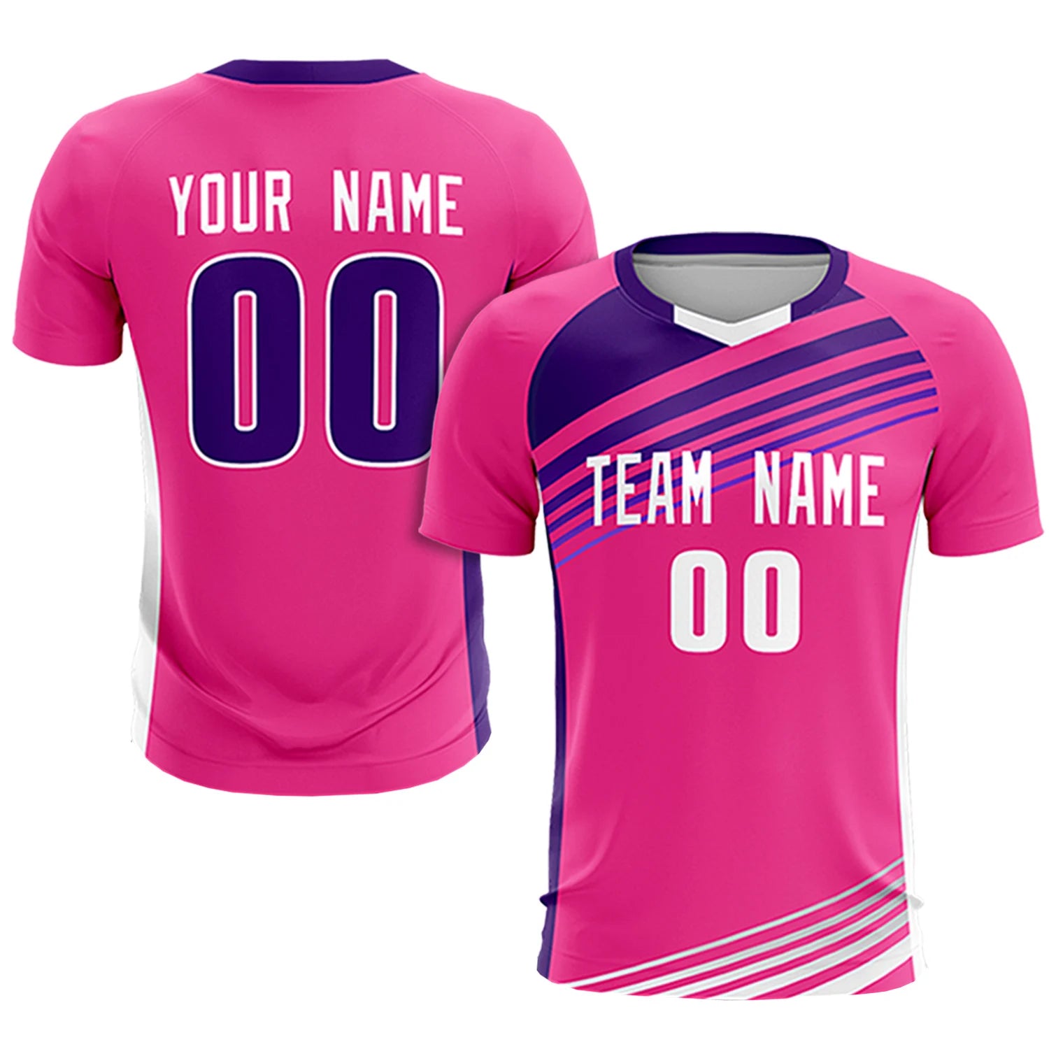 Custom Pink Purple Gradient Sport Soccer Sets Jersey
