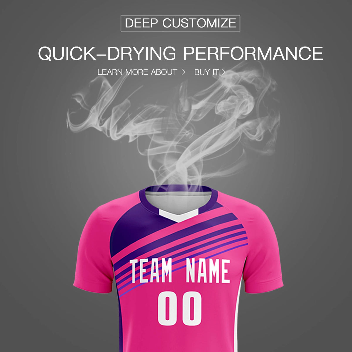 Custom Pink Purple Gradient Sport Soccer Sets Jersey