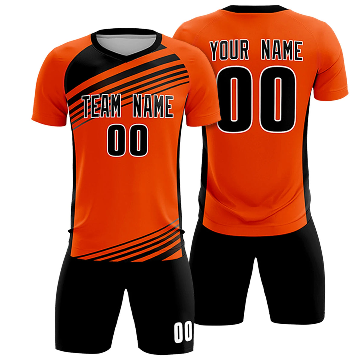 Custom Orange Black Gradient Sport Soccer Sets Jersey