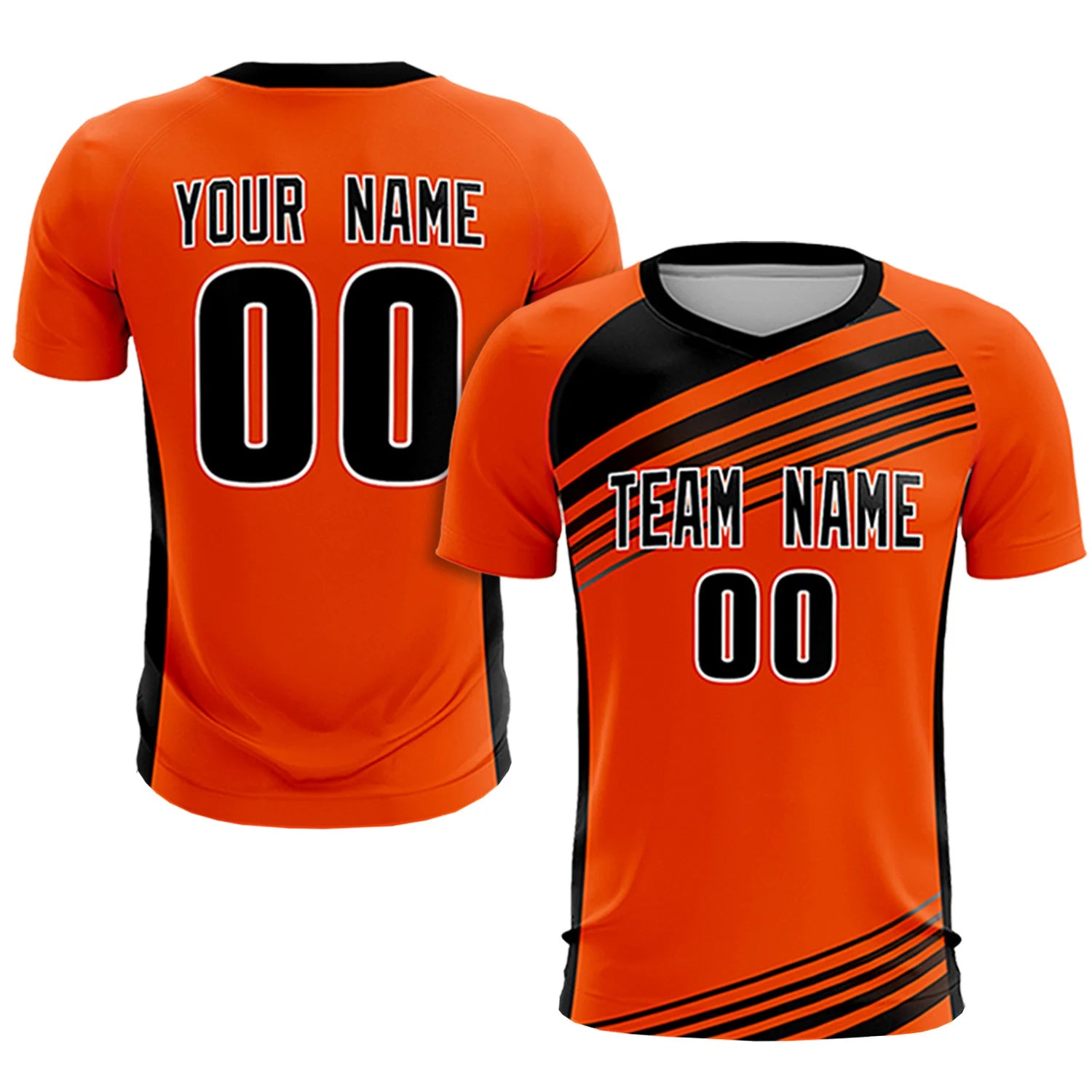 Custom Orange Black Gradient Sport Soccer Sets Jersey