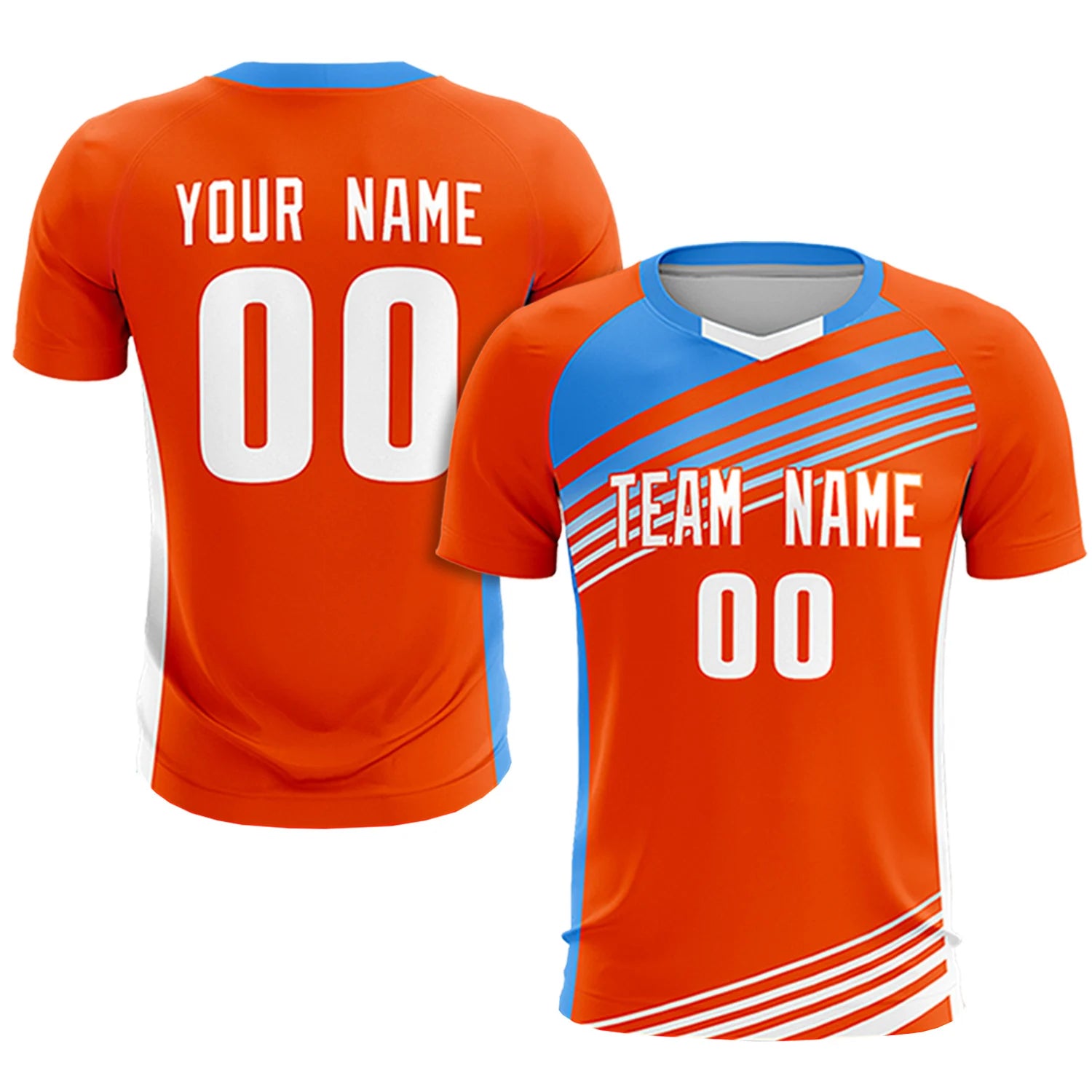 Custom Orange Powder Blue-White Gradient Sport Soccer Sets Jersey