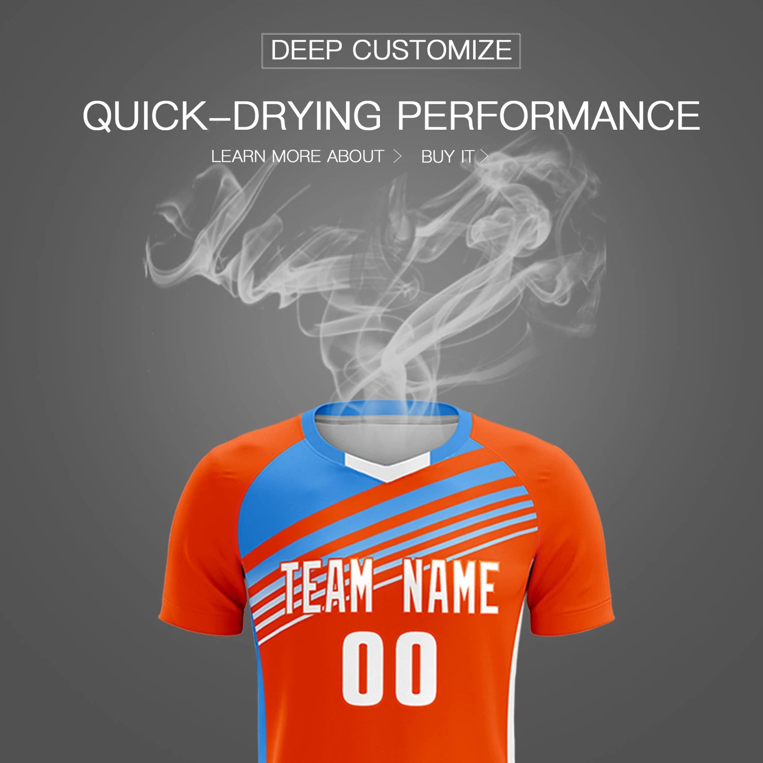 Custom Orange Powder Blue-White Gradient Sport Soccer Sets Jersey