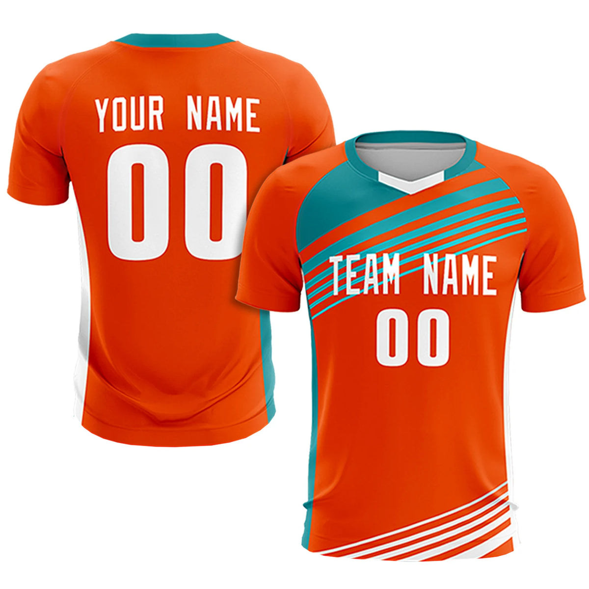 Custom Orange Aqua-White Gradient Sport Soccer Sets Jersey