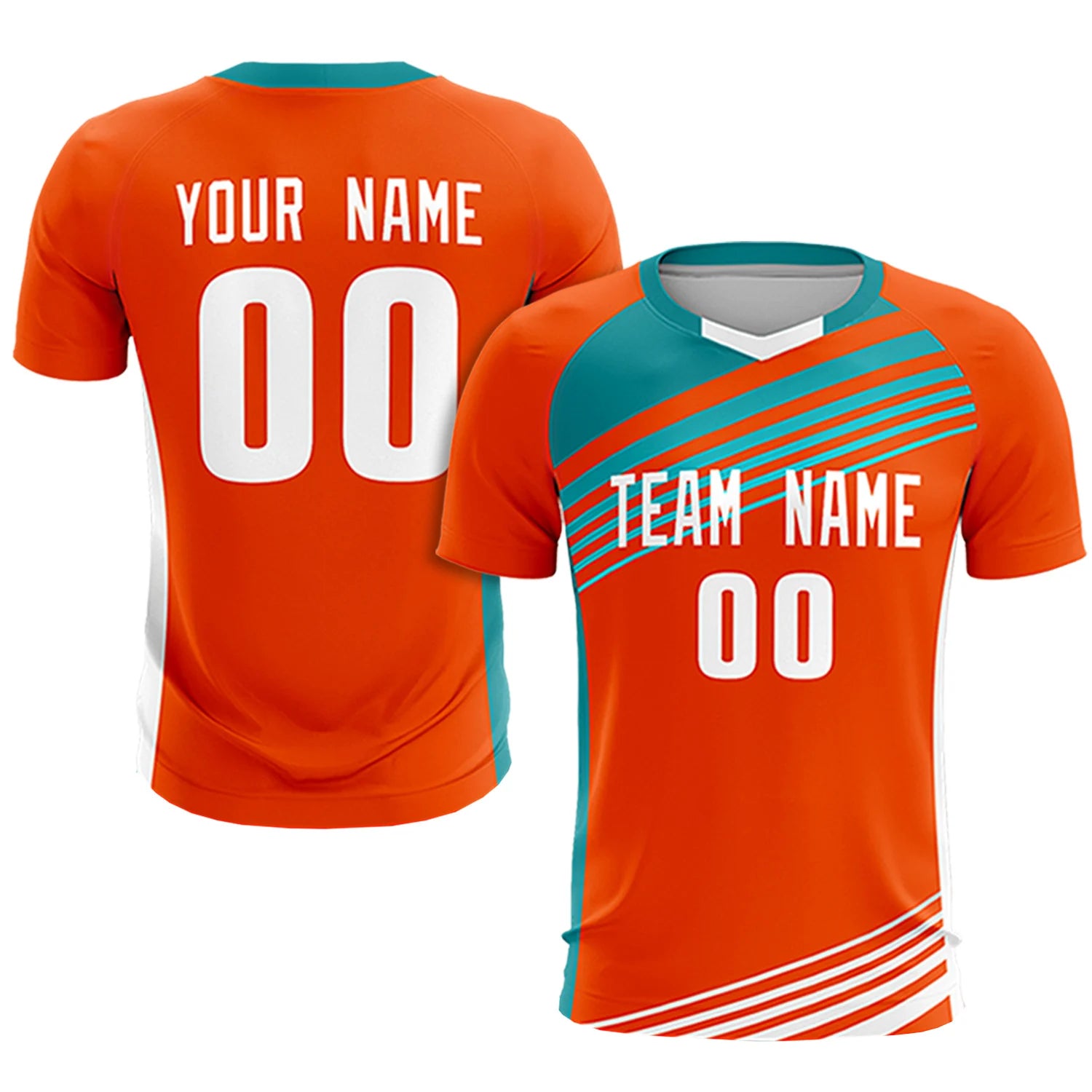 Custom Orange Aqua-White Gradient Sport Soccer Sets Jersey