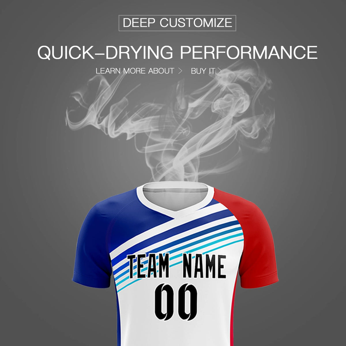 Custom White Royal Blue-Red Gradient Sport Soccer Sets Jersey