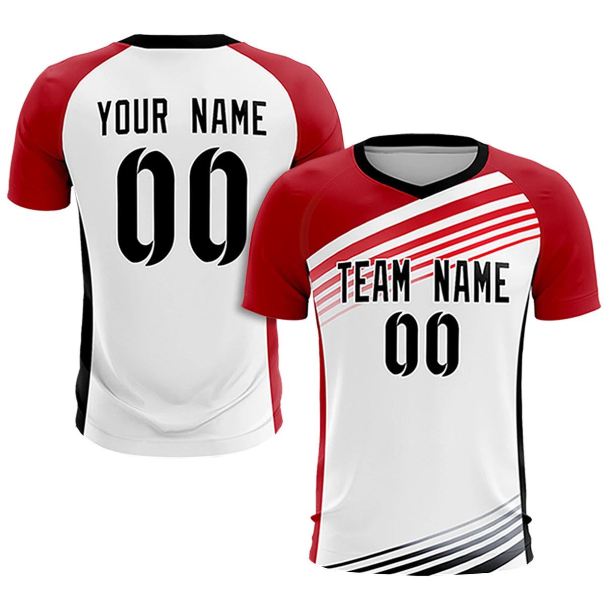 Custom White Red-Black Gradient Sport Soccer Sets Jersey