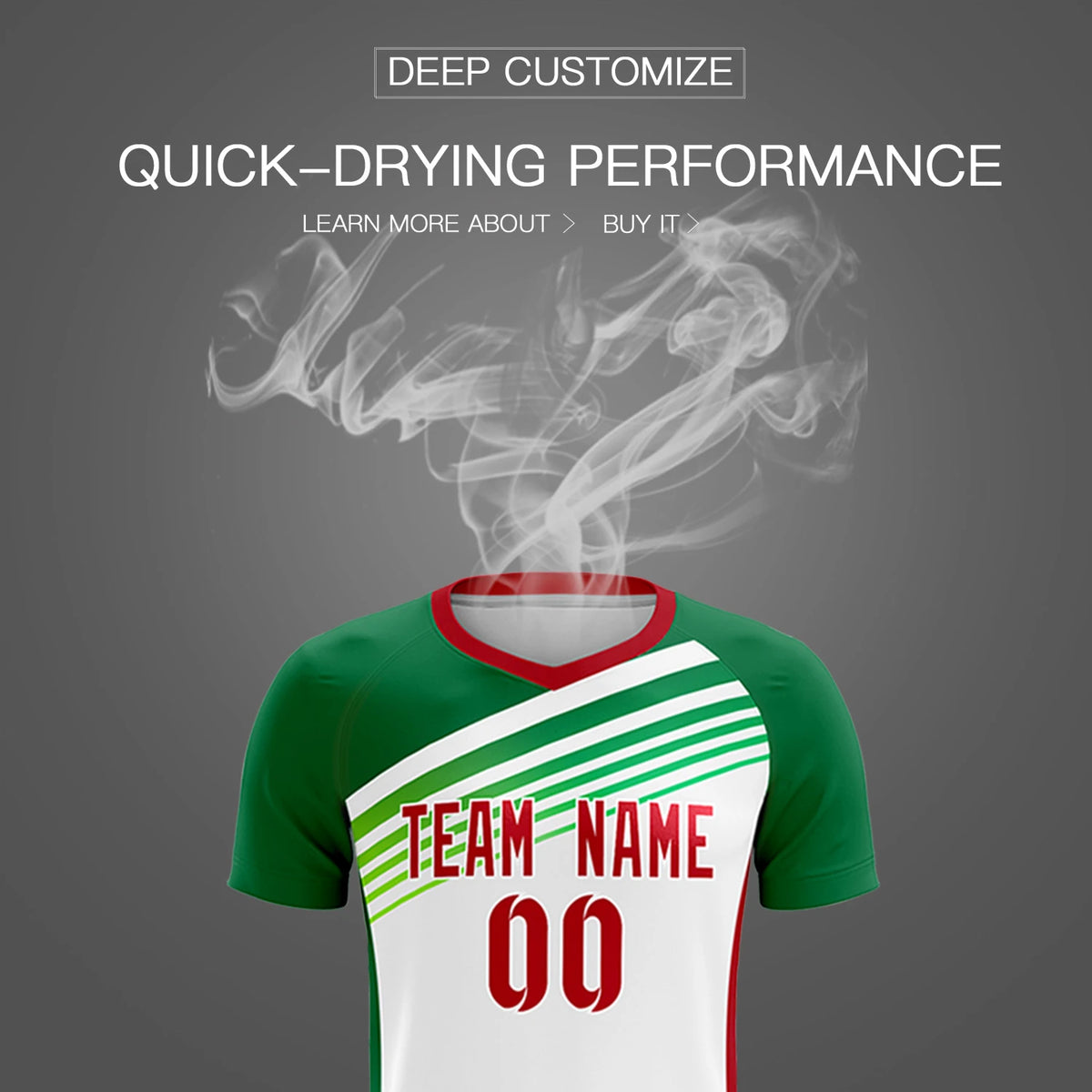 Custom White Red-Kelly Green Gradient Sport Soccer Sets Jersey