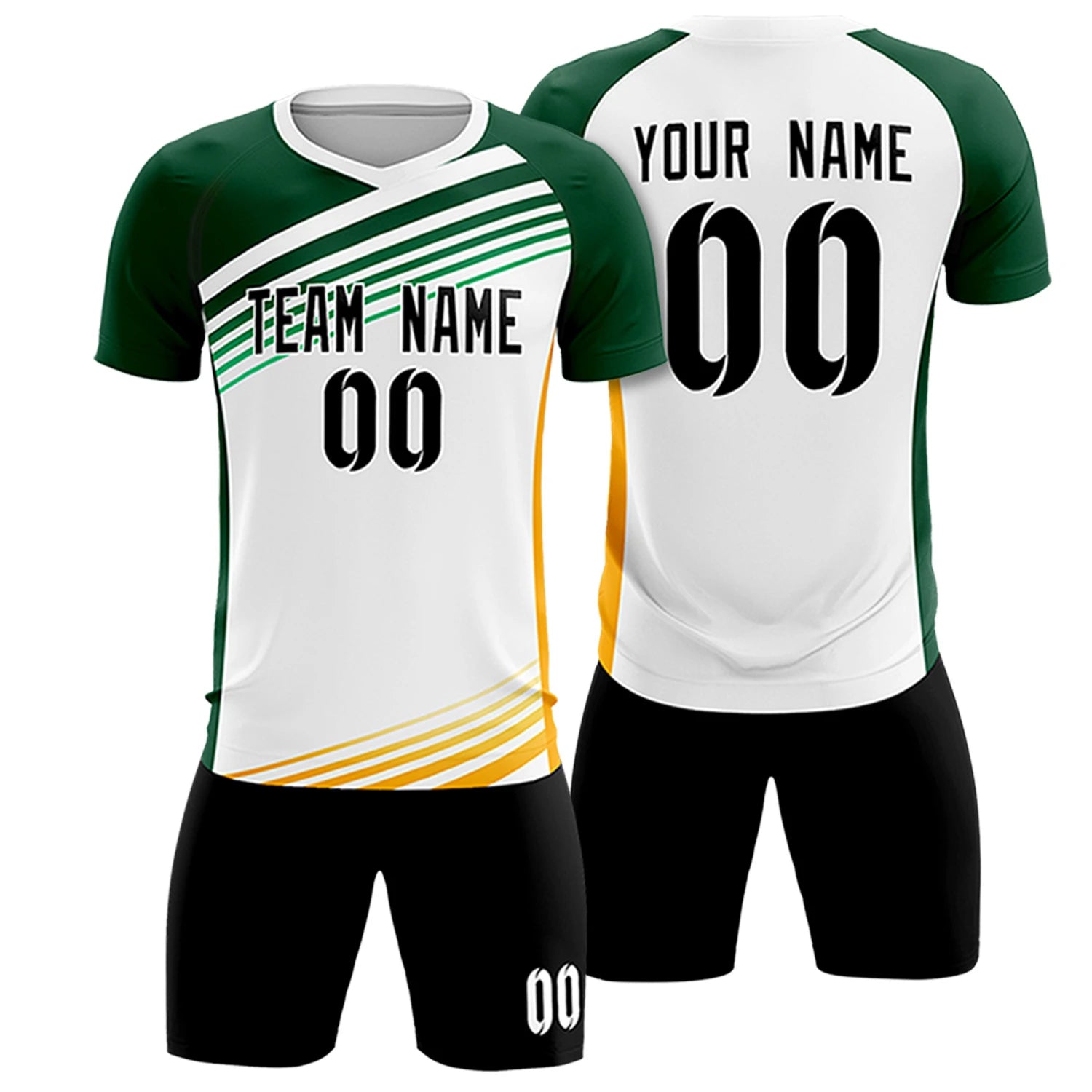 Custom White Green-Black Gradient Sport Soccer Sets Jersey