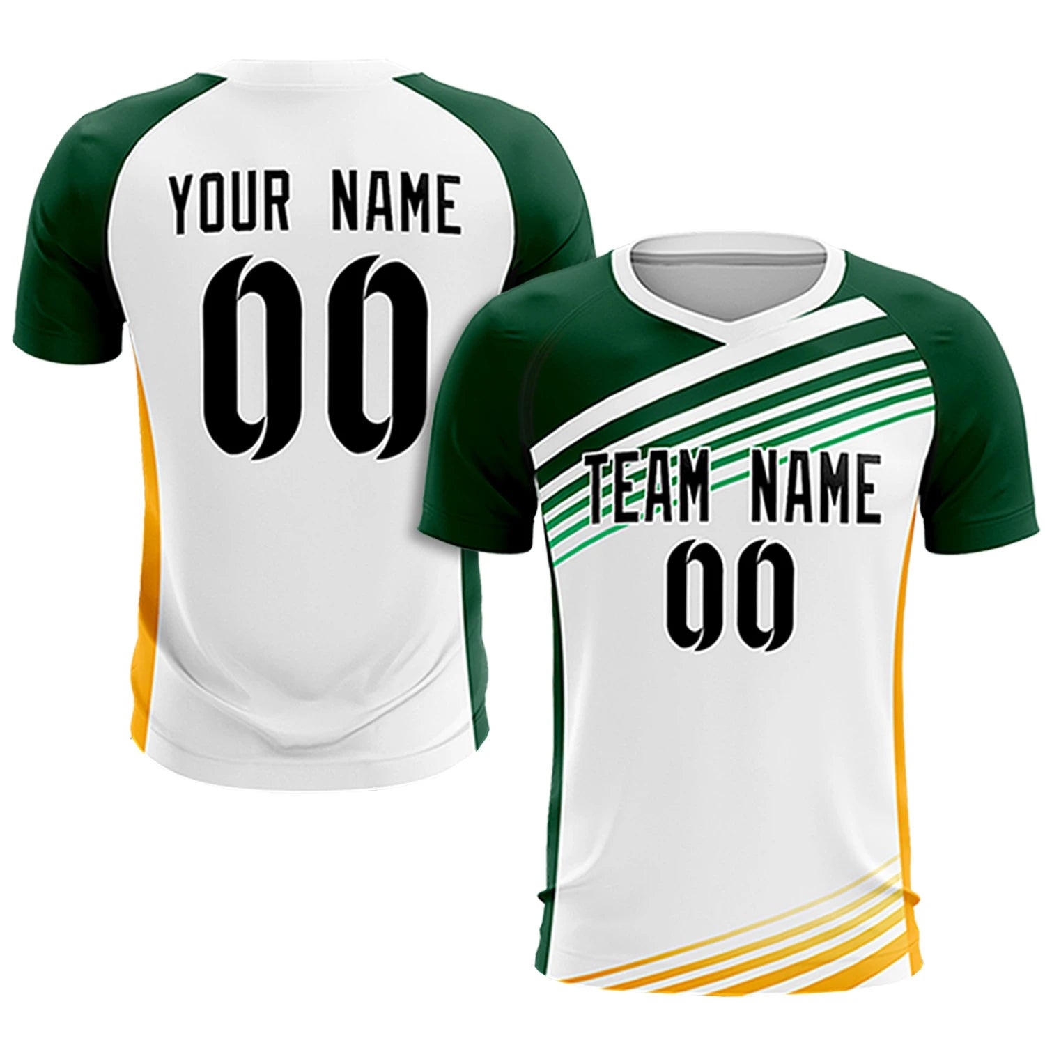 Custom White Green-Black Gradient Sport Soccer Sets Jersey