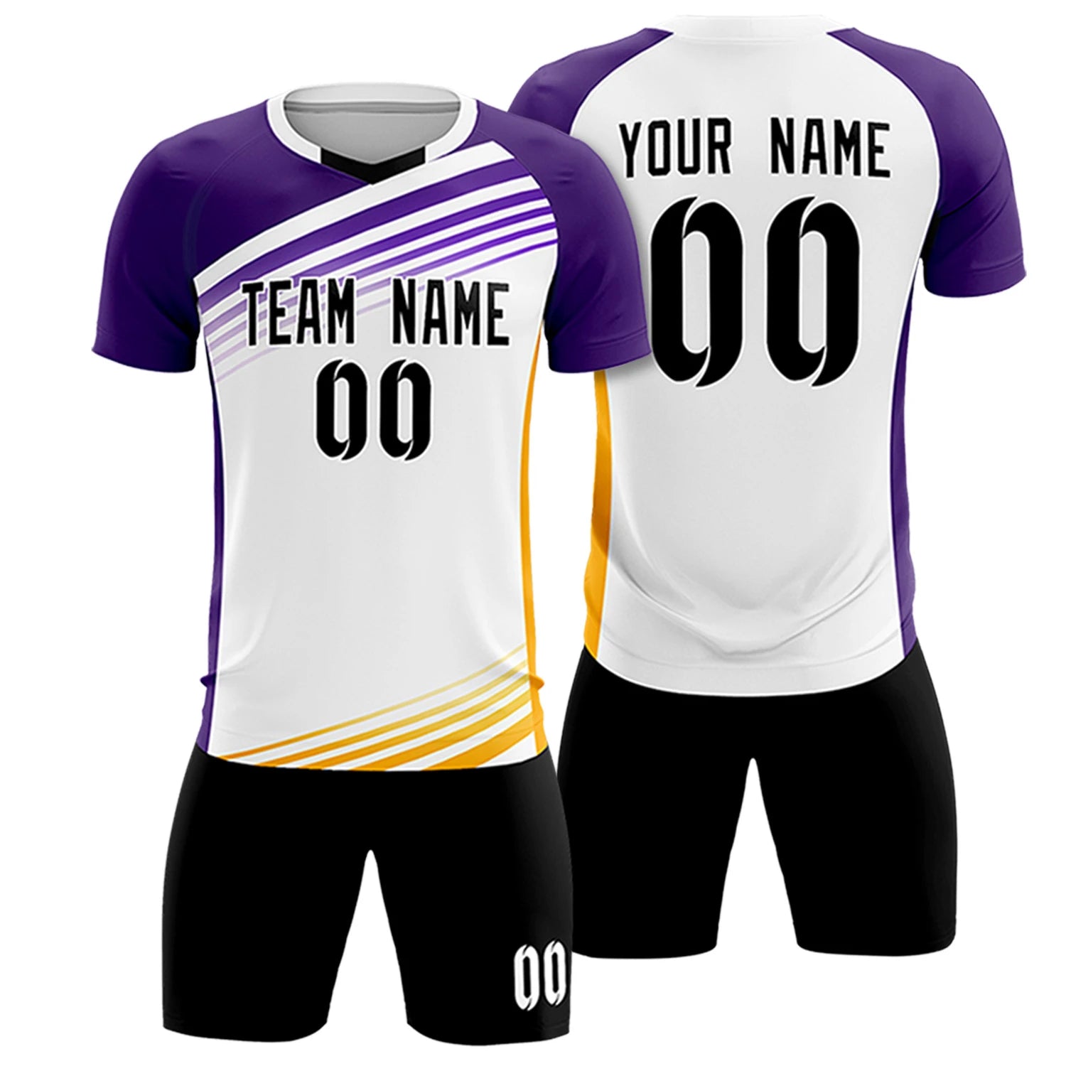 Custom White Purple-Black Gradient Sport Soccer Sets Jersey
