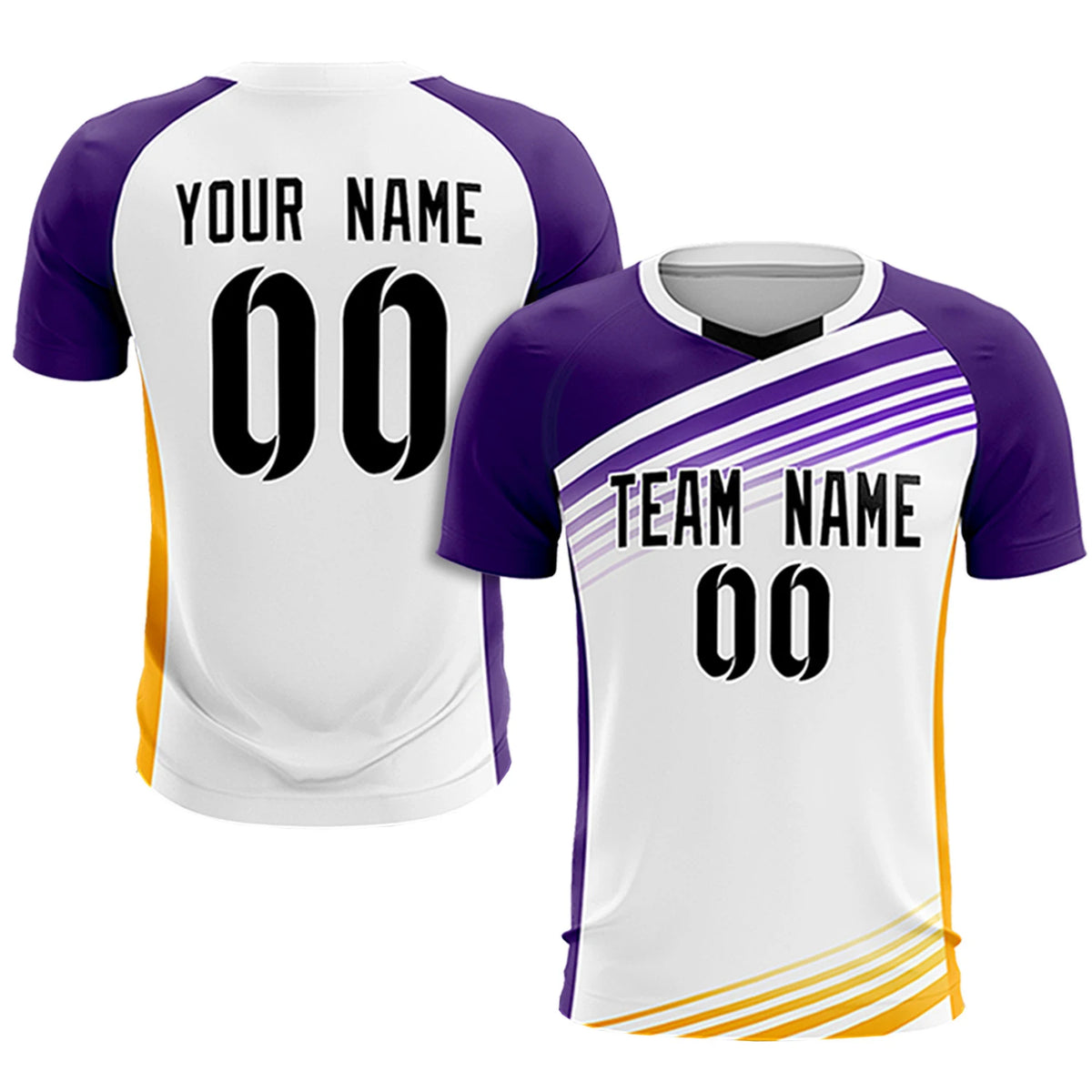 Custom White Purple-Black Gradient Sport Soccer Sets Jersey