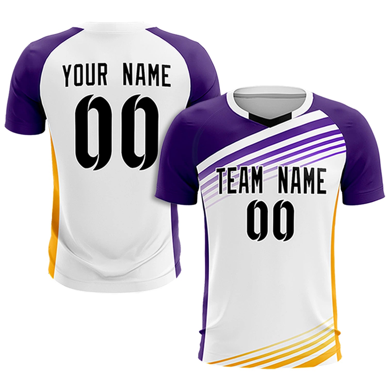 Custom White Purple-Black Gradient Sport Soccer Sets Jersey