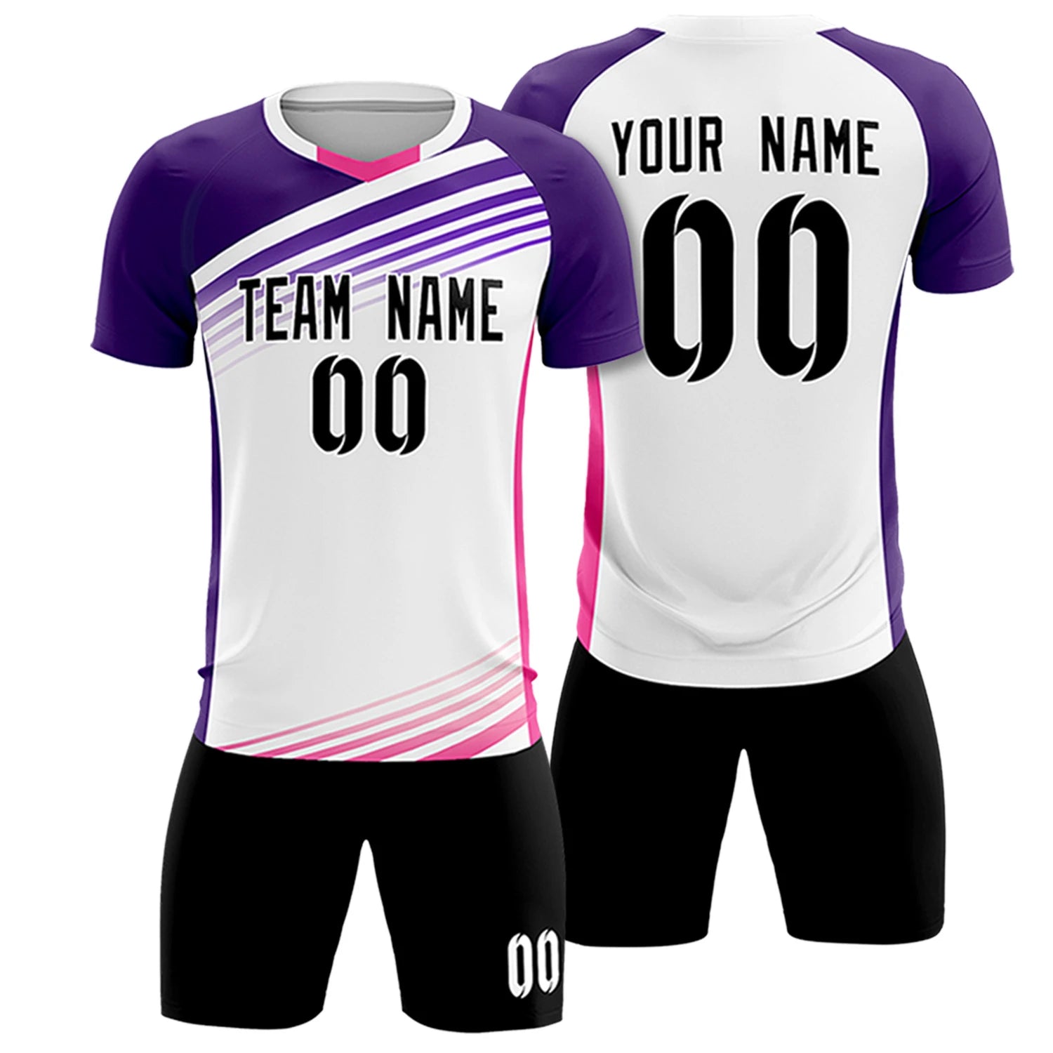 Custom White Purple-Black Gradient Sport Soccer Sets Jersey